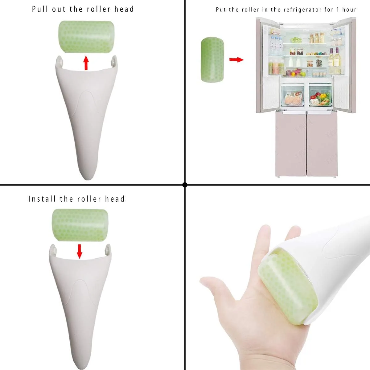 3 in 1 Ficial Face Ice Jade Roller and Gua Sha Tool, Natural Real Jade Anti-Wrinkle Face Eye Neck Massager Tool, Reduce Wrinkles, Puffiness, Migraine, Redness, Pain and Injury