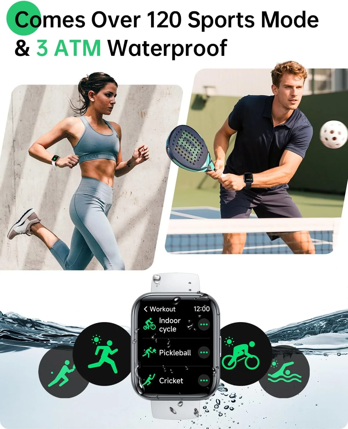 WMK Smart Watch for Android Phones & iPhones, Fitness Watches for Women Men