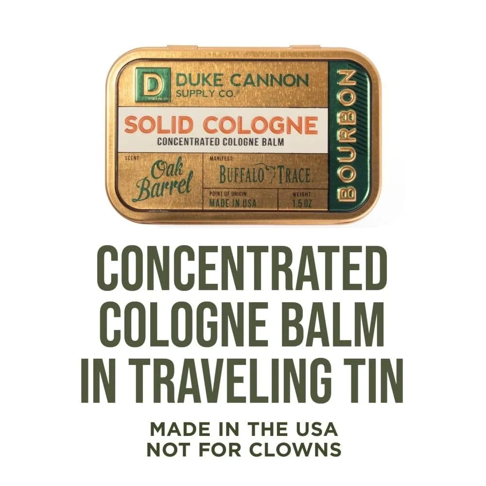 Duke Cannon Solid Cologne for Men, Bourbon Scent, Concentrated Balm, 1.5 oz