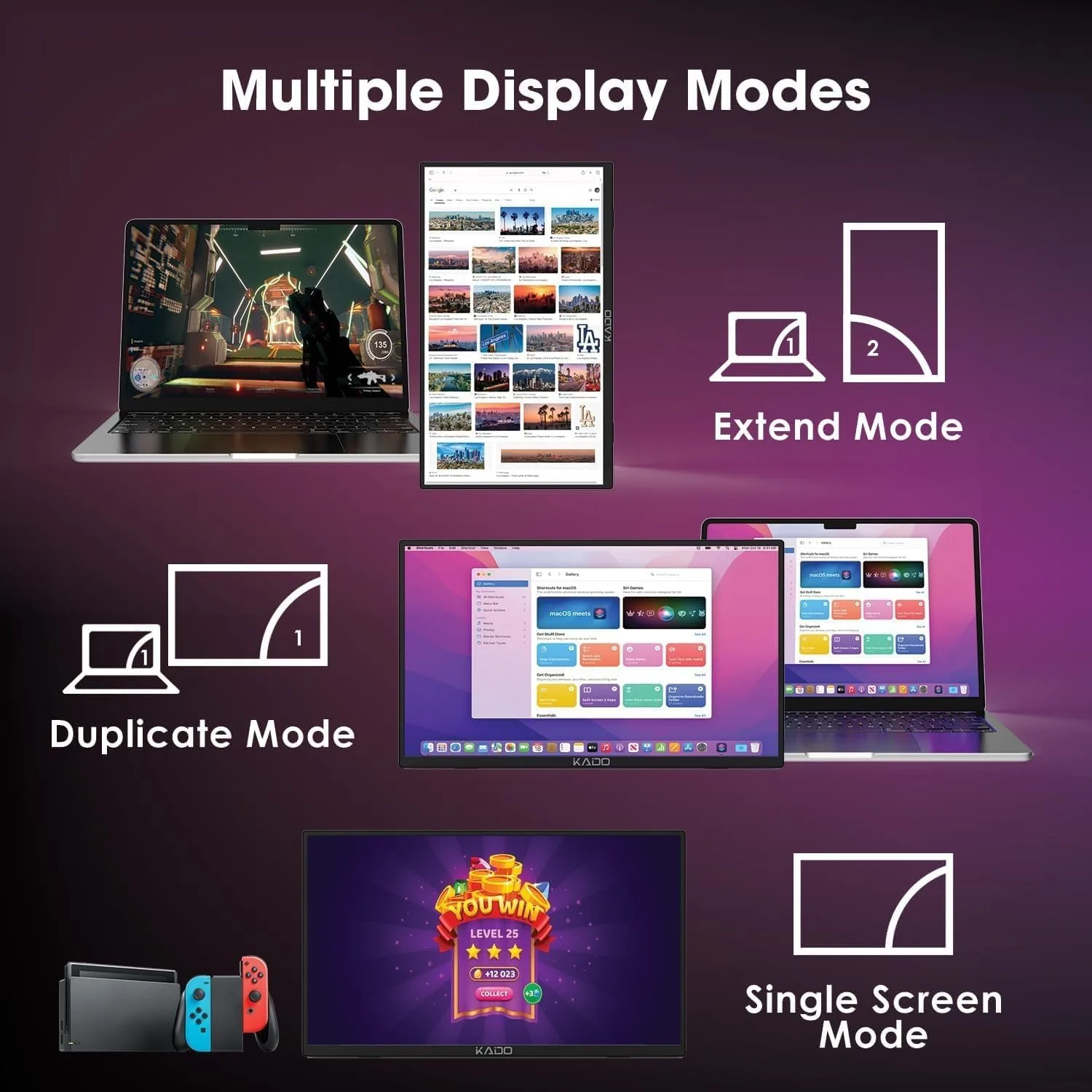 Kado 15.6-Inch 75Hz Portable Monitor, FHD 1080p USB-C mini-HDMI IPS Display