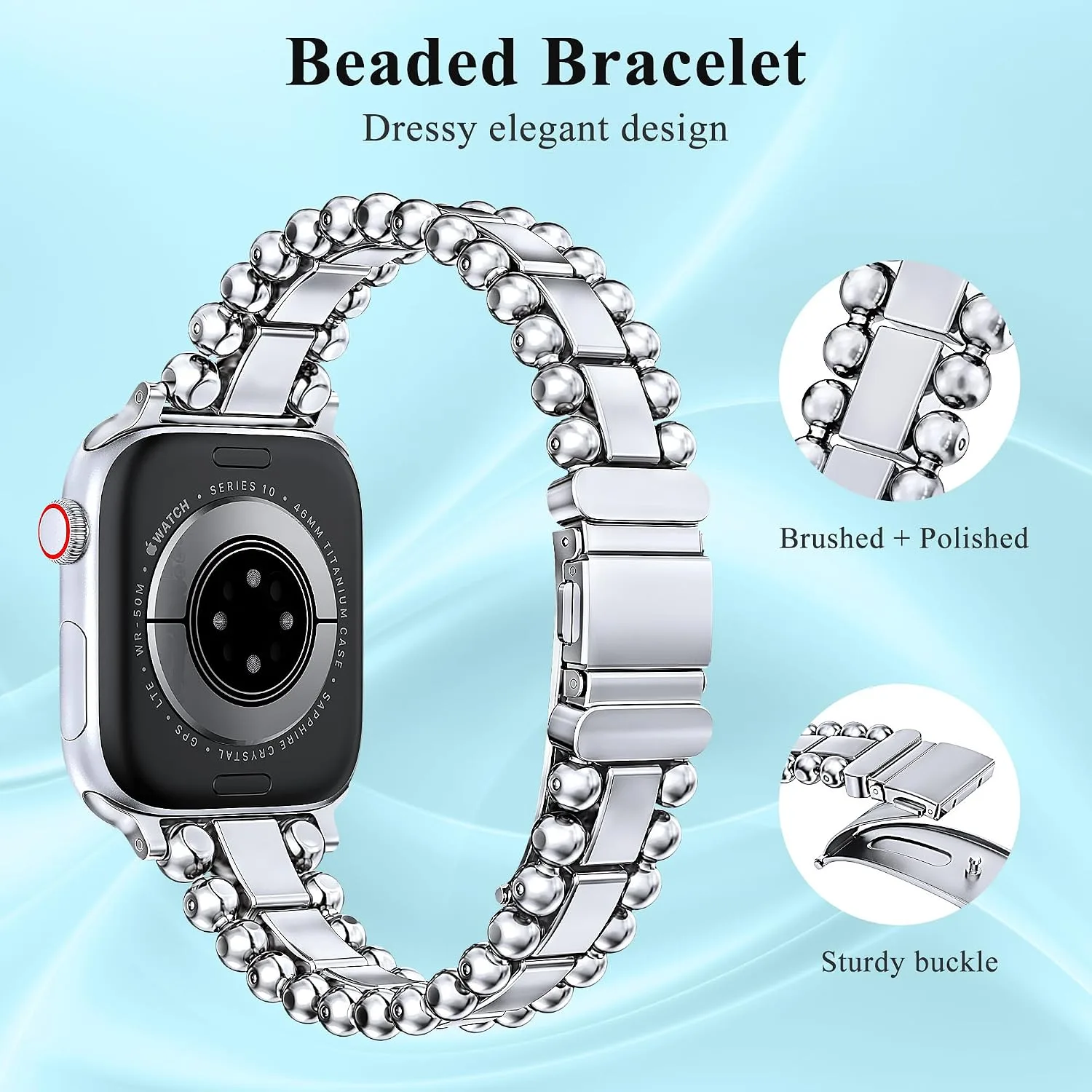 TOYOUTHS Dressy Metal Beaded Bracelet for Apple Watch Bands Women