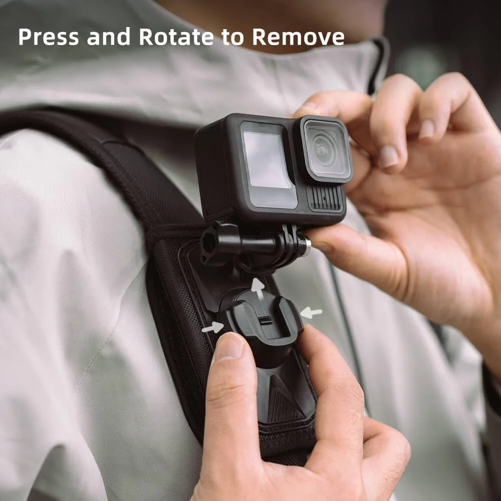 Quick Release Backpack Mount,360° Backpack Shoulder Strap Bag Clip Holder Compatible with DJI Osmo Action 6/5Pro/4/3,GoPro Hero 13/12/11/10/9/8/7/(2018)/6/5 Black and More