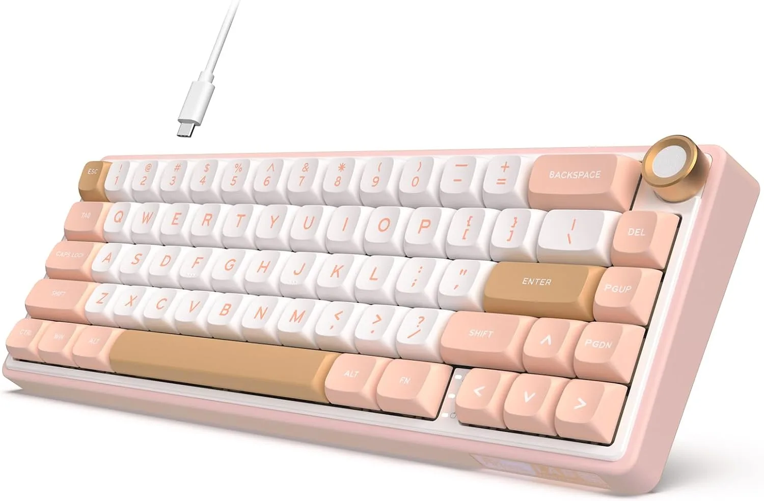 Teclado Gamer Mecánico RK Royal Kludge R65 Cableado 60% RGB Rosa