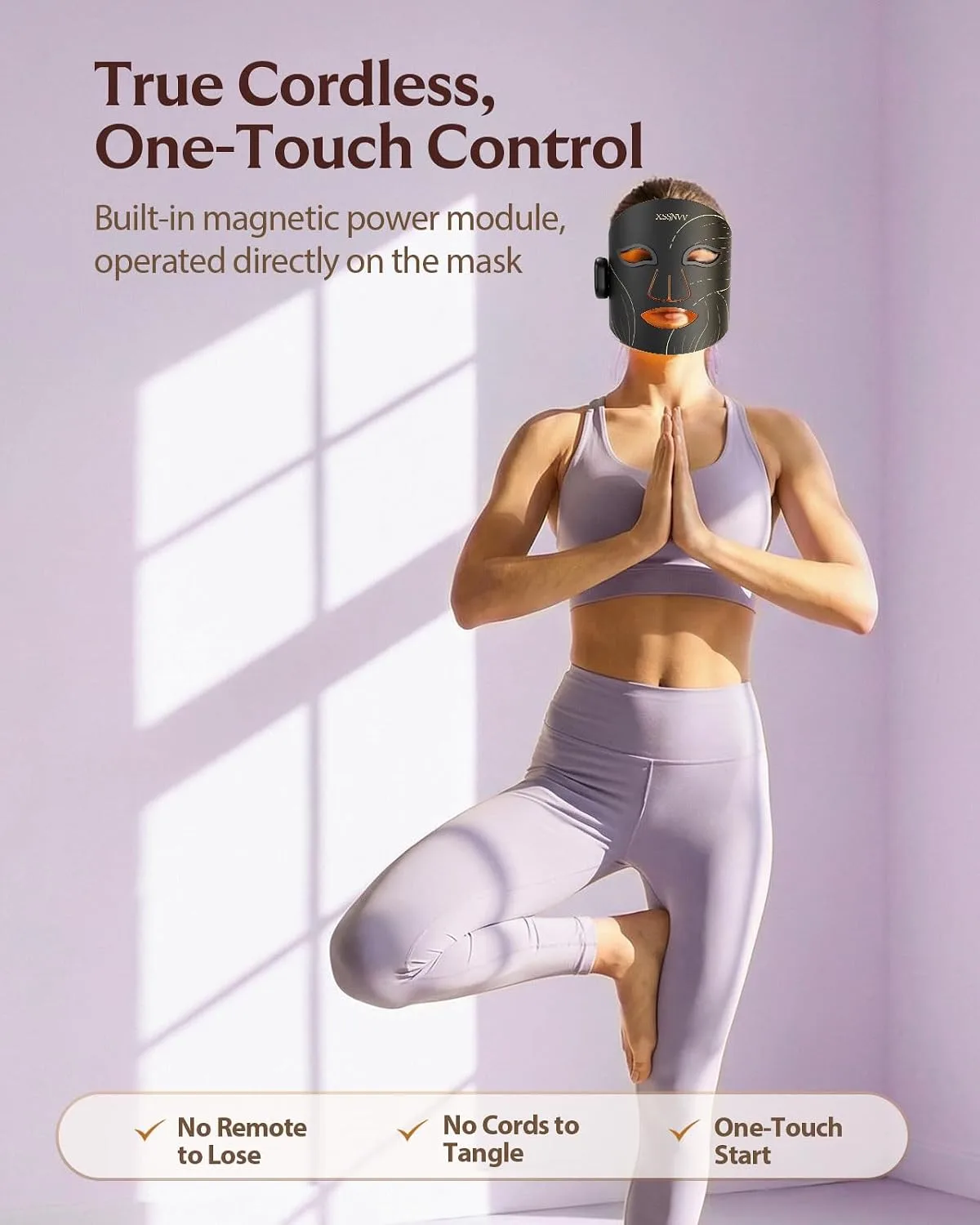 Red Light Therapy Mask for Face, Wireless LED Face Mask, 4 Modes