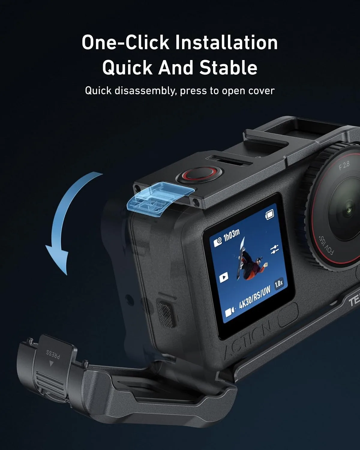 TELESIN Metal Cage Kit with LED Light for DJI Osmo Action 6
