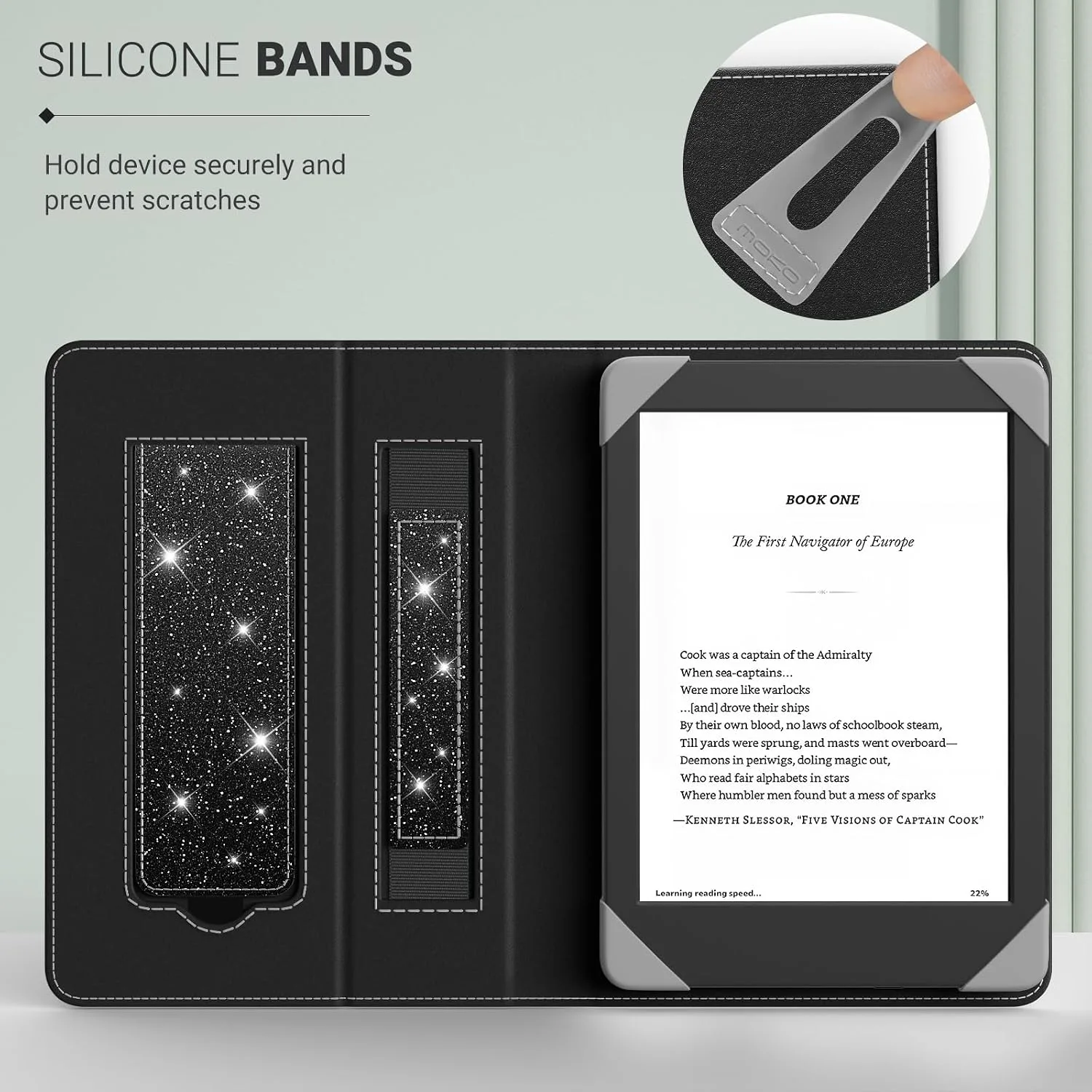 Moko Universal Case for 6 inch eReaders&Tablets, Glitter Black