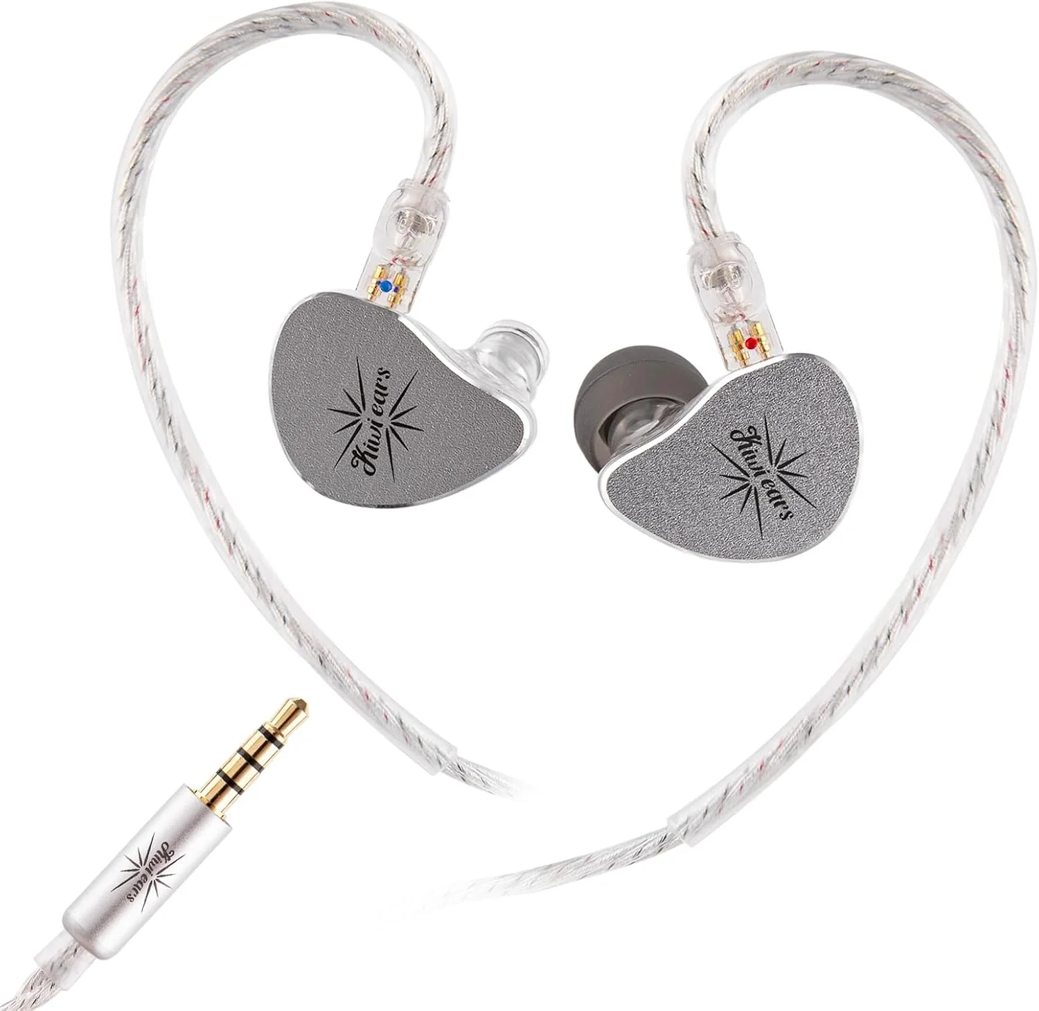 Linsoul Kiwi Ears Belle 10mm DLC Dynamic Driver in-Ear Monitor, HiFi Wired Earbuds with Silver-Plated Cables, Professional IEM for Stage Performance/Gaming/Music Production (3.5mm No MIC, Silver)