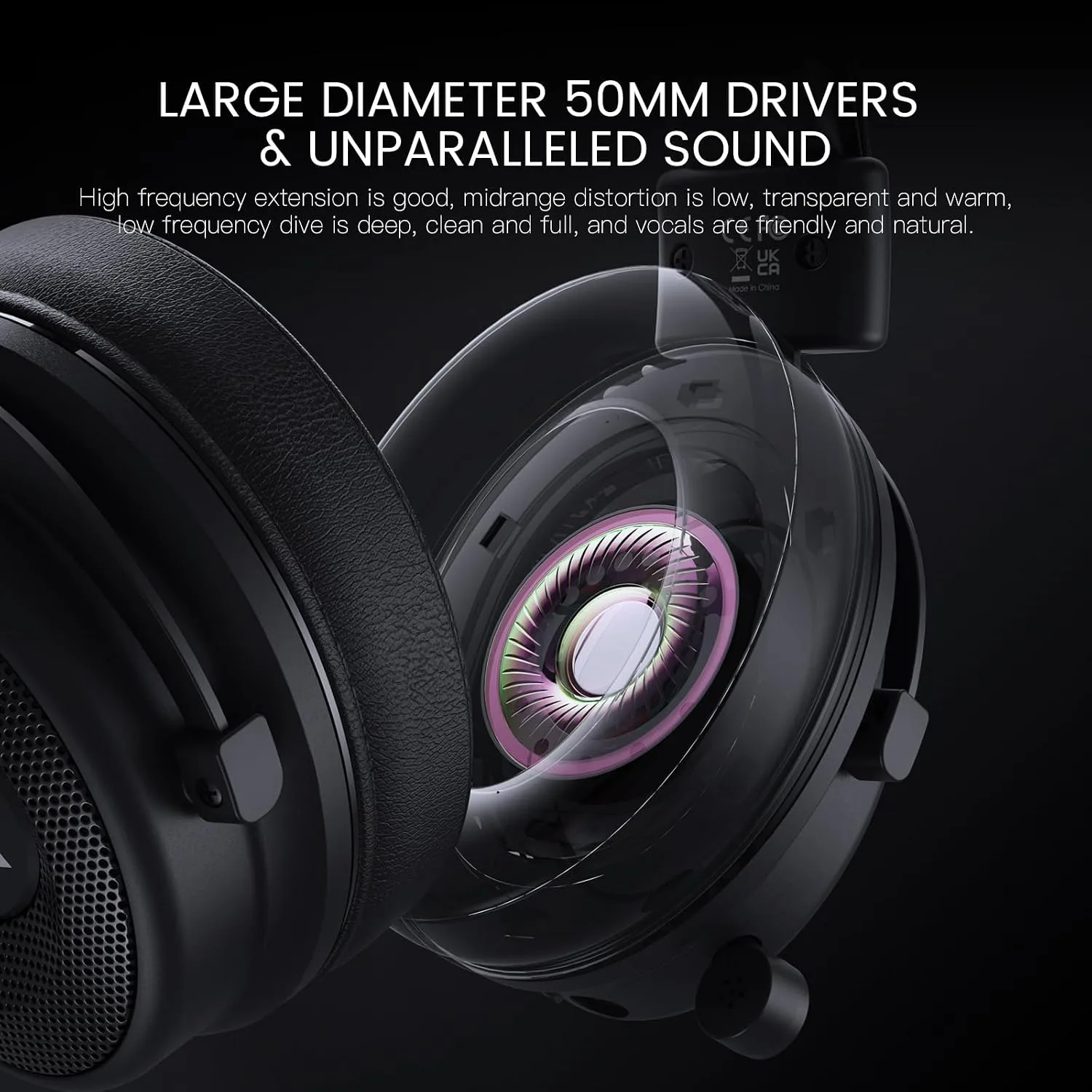 EKSA USB Gaming Headset for PC - Computer Headset with Detachable Noise Cancelling Mic, Surround‑Tuned Audio, 50MM Driver - Headphones with Microphone for PS4/PS5, Xbox One, Laptop, Office (Wireless)