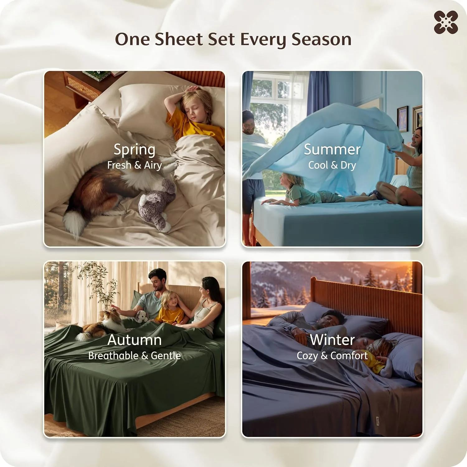 Bedsure PureWoven 100% Rayon Derived from Bamboo, Full Size Sheets, 4 PCS