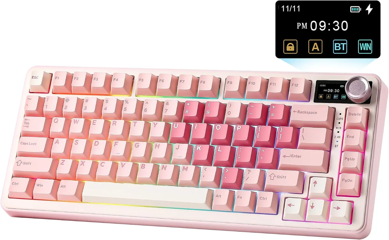 Teclado Gamer Yunzii B75 PRO MAX 75% Mecánico Rosa con Switch Milk