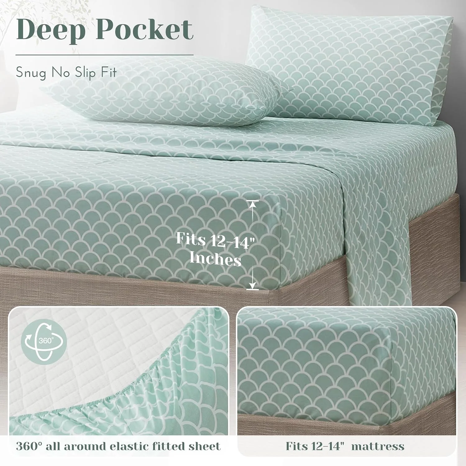Comfort Spaces 100% Cotton Percale Sheets Twin Sheet Set 3 Pcs, Scales