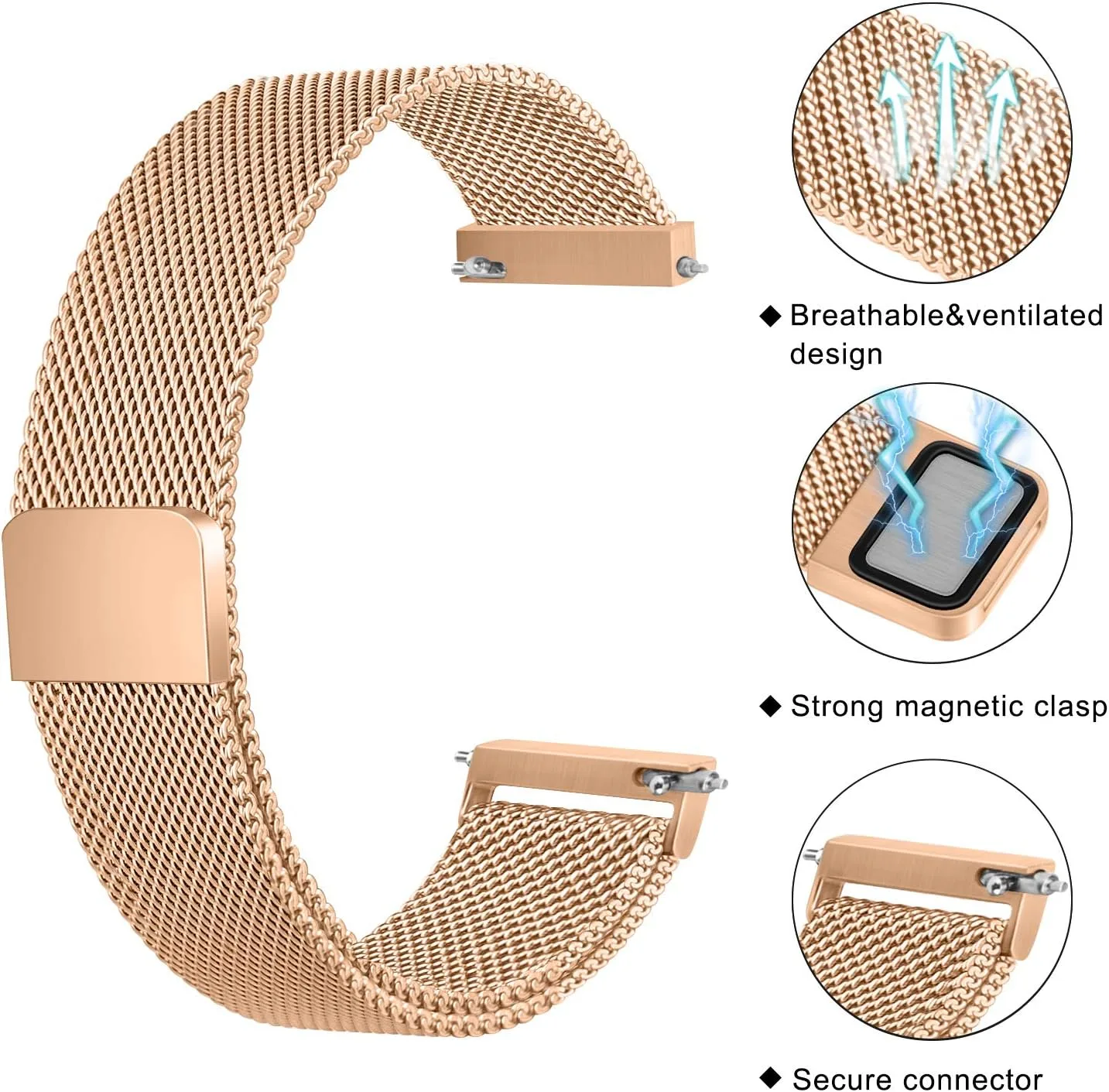 Watch Bands 20mm 22mm Quick Release Watch Strap, Stainless Steel Mesh Replacement Strap for Women Men