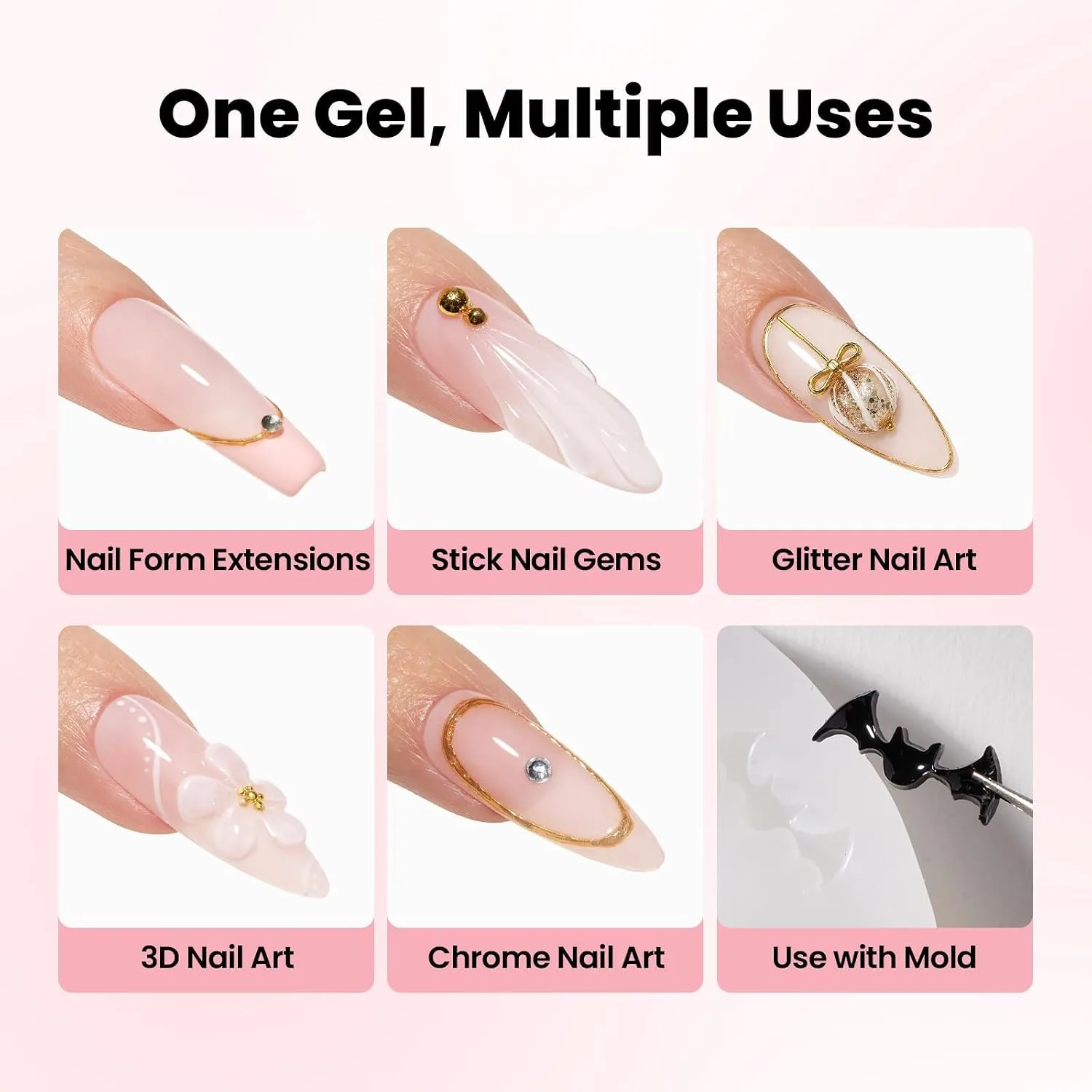 Beetles Clear 3D Gel Nail Art, 15g Non-Sticky 3D Nail Gel TPO & HEMA-Free