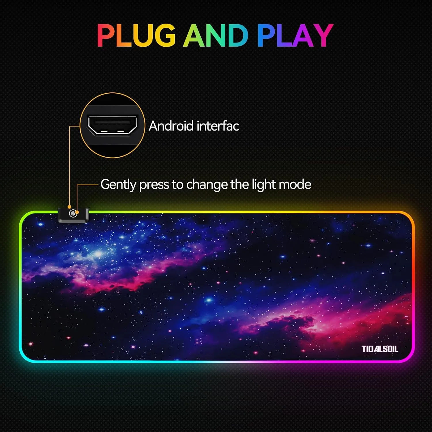 TIDALSOIL RGB Gaming Mouse Pad, Starry Sky 31.5x11.8 in LED Desk Mat