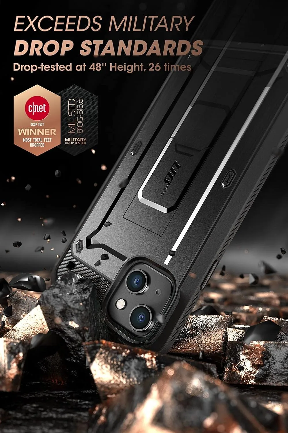 SUPCASE for iPhone 13 Case (6.1 inch) with Screen Protector, Black