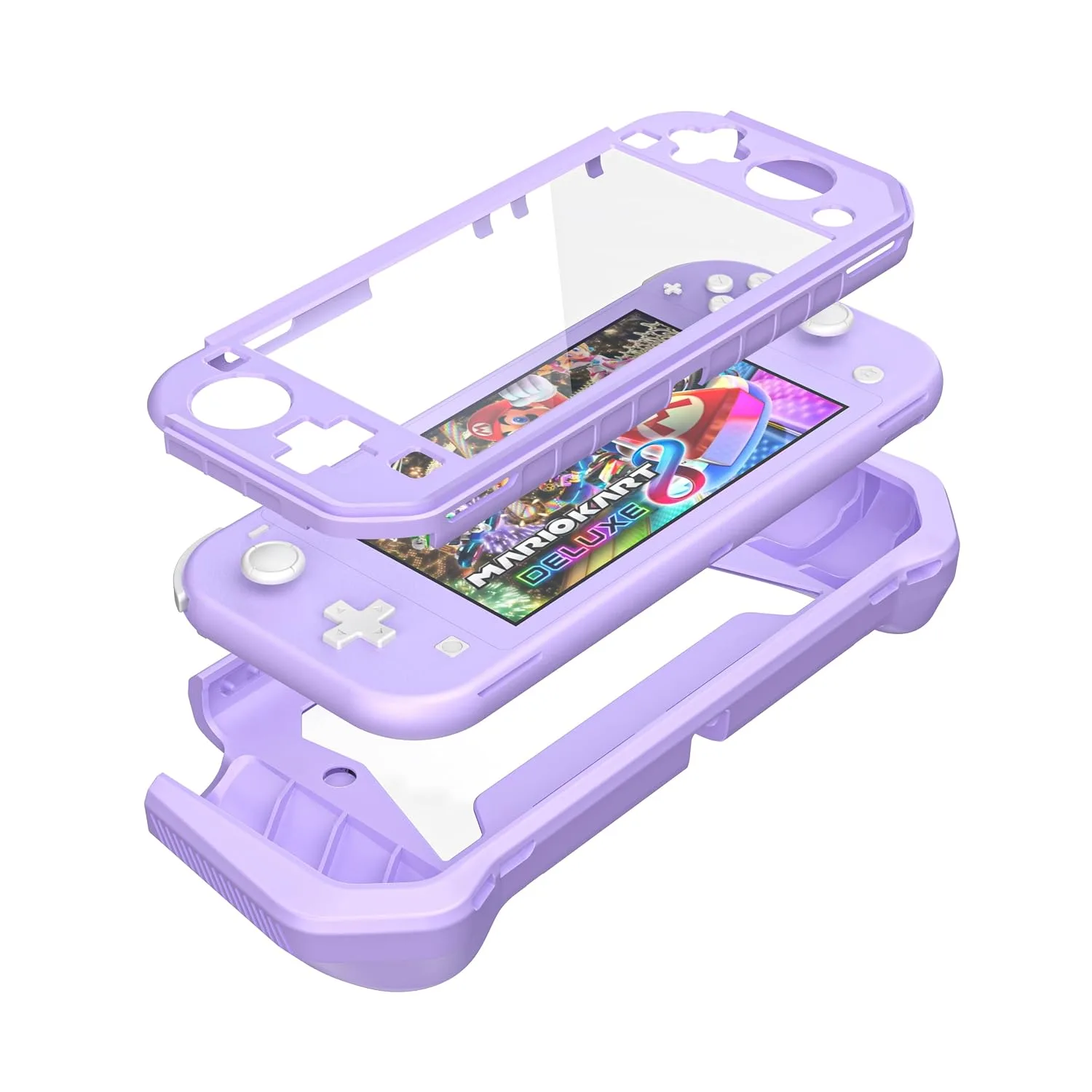 Compatible with Nintendo Switch Lite Screen Protector Case Cover with Hand Grip, Detachable Protective Case with Shockproof and Anti-Scratch Design for Nintendo Switch Lite, Purple