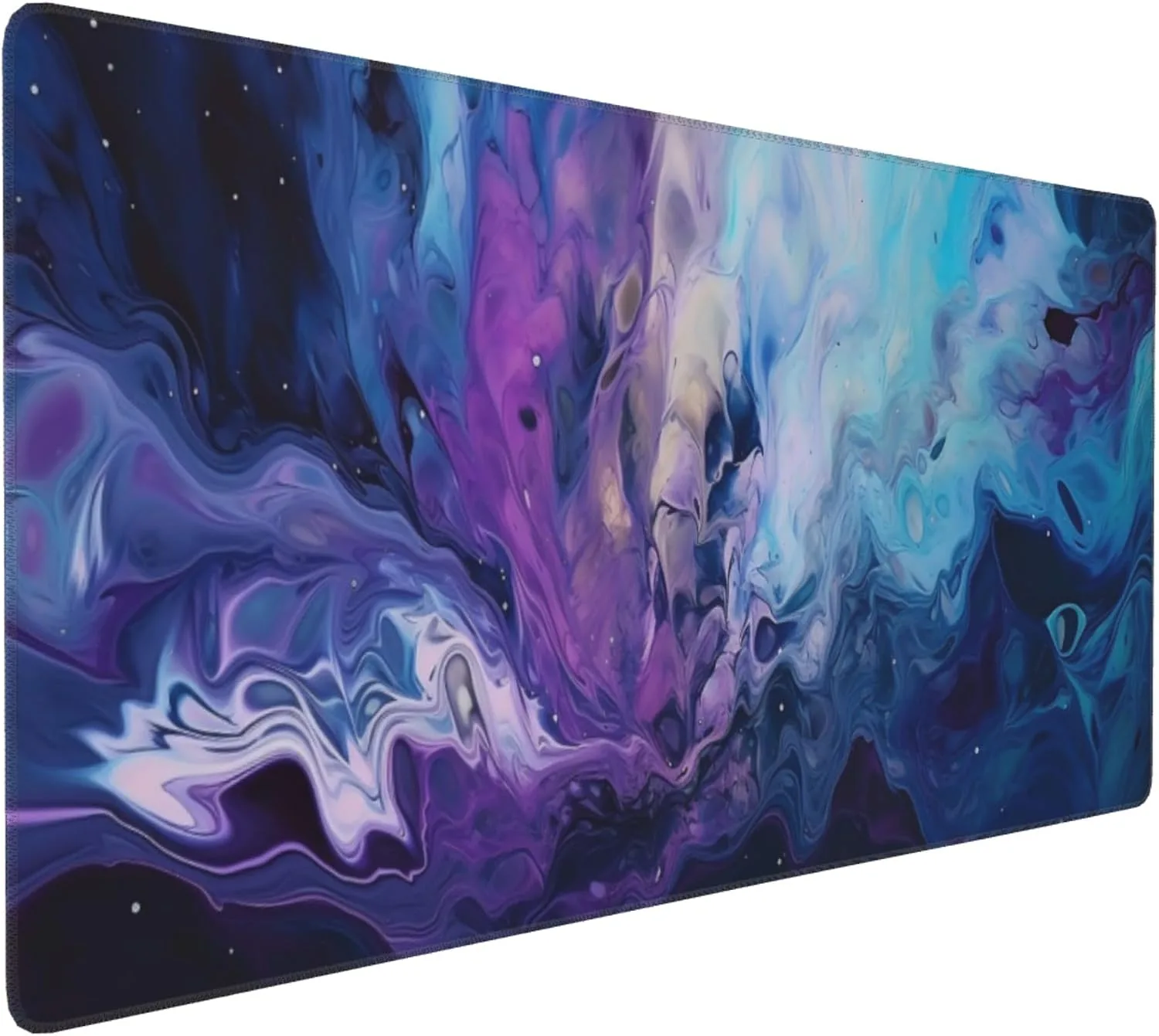 Large Desk Mat with Non-Slip Base, 35.4" x 15.7", Galaxy Marble Design, Wrist Rest and Coaster Included