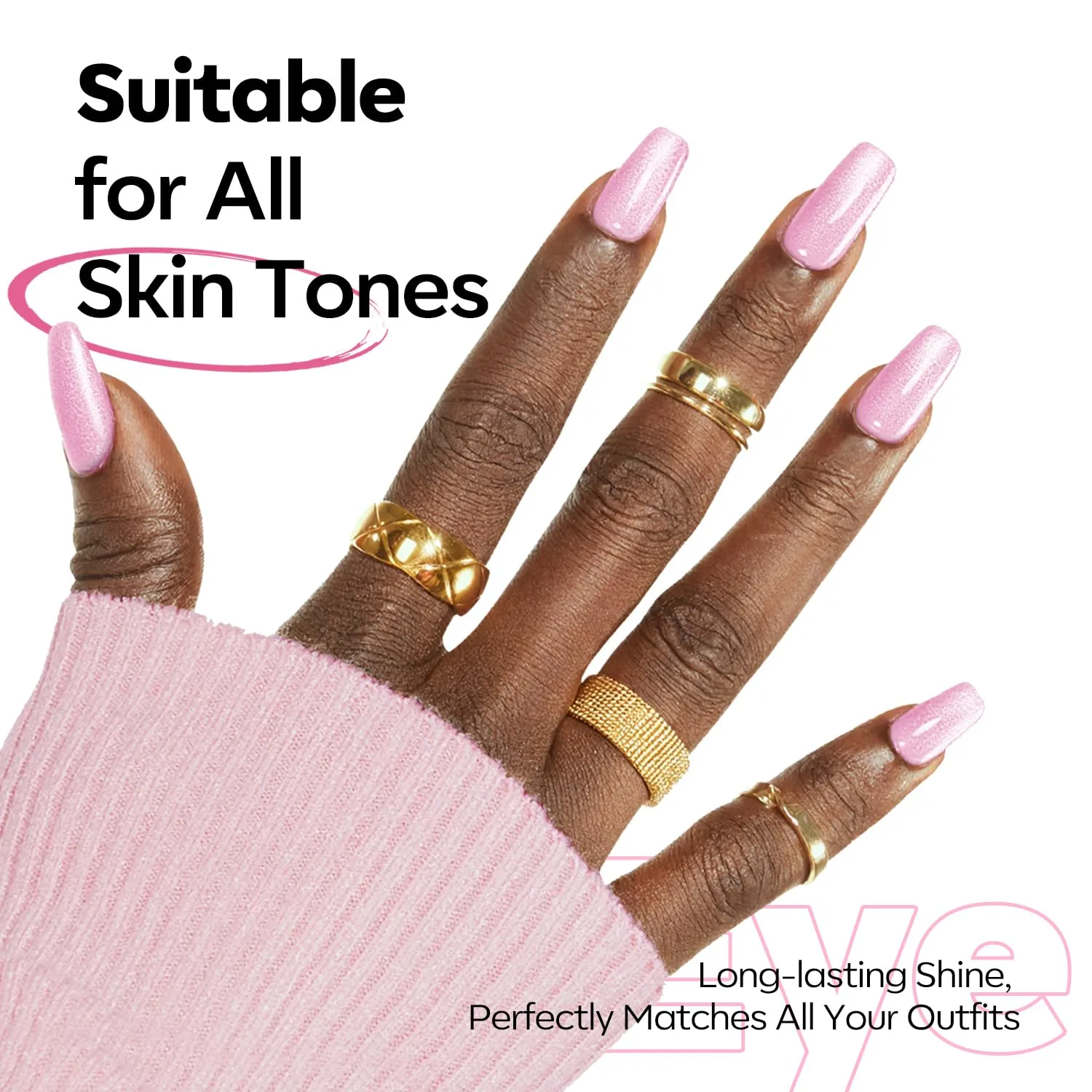 modelones Pink Cat Eye Gel Polish Slik Glitter Holographic