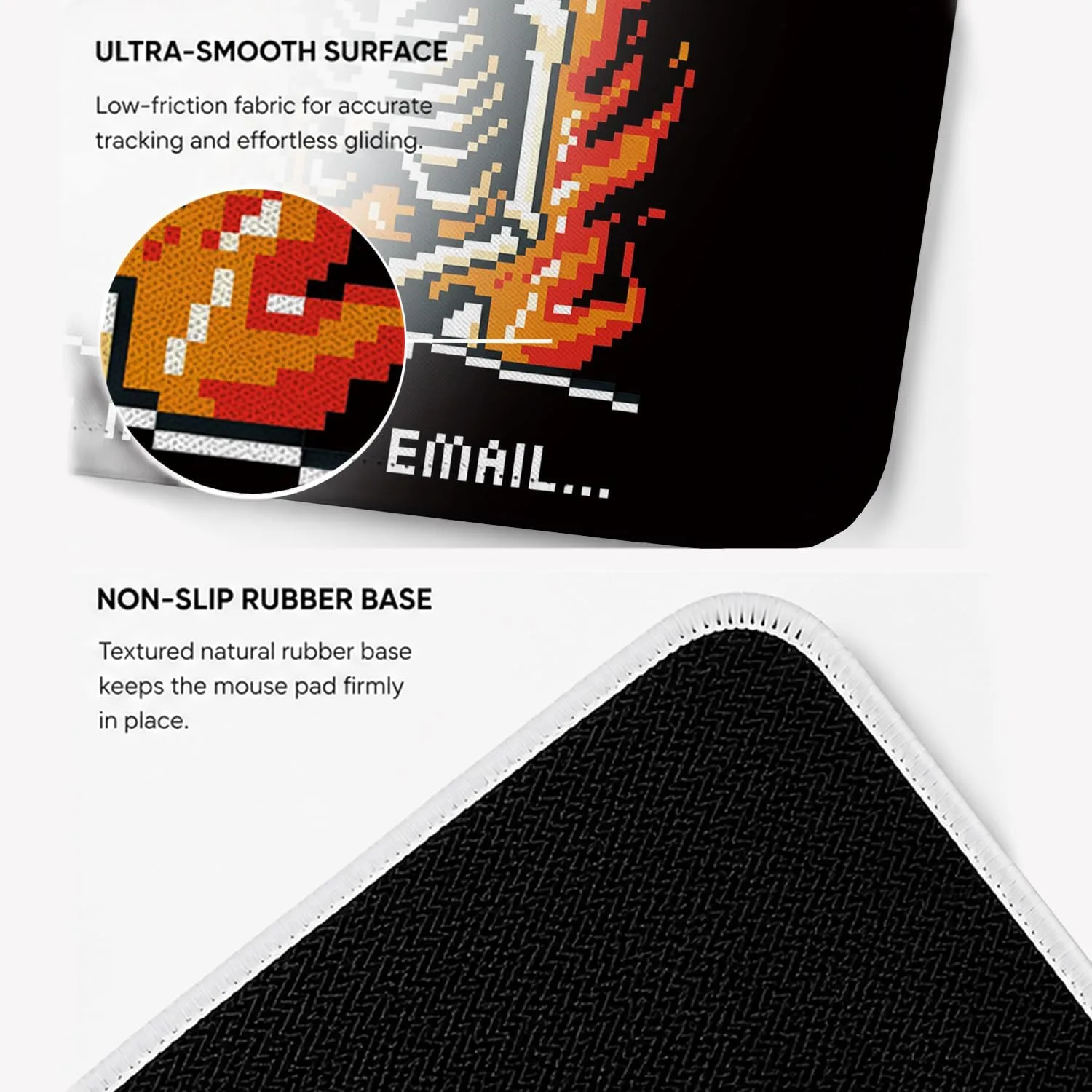 HONLUNG Funny Office Mouse Pad, Sarcastic Work Humor Desk Accessories, Per My Last Email Skeleton Mouse Pad, Non-Slip Rubber Base, Stitched Edges, Funny Coworker Gift, Small Mousepad,9.4x7.9 Inch