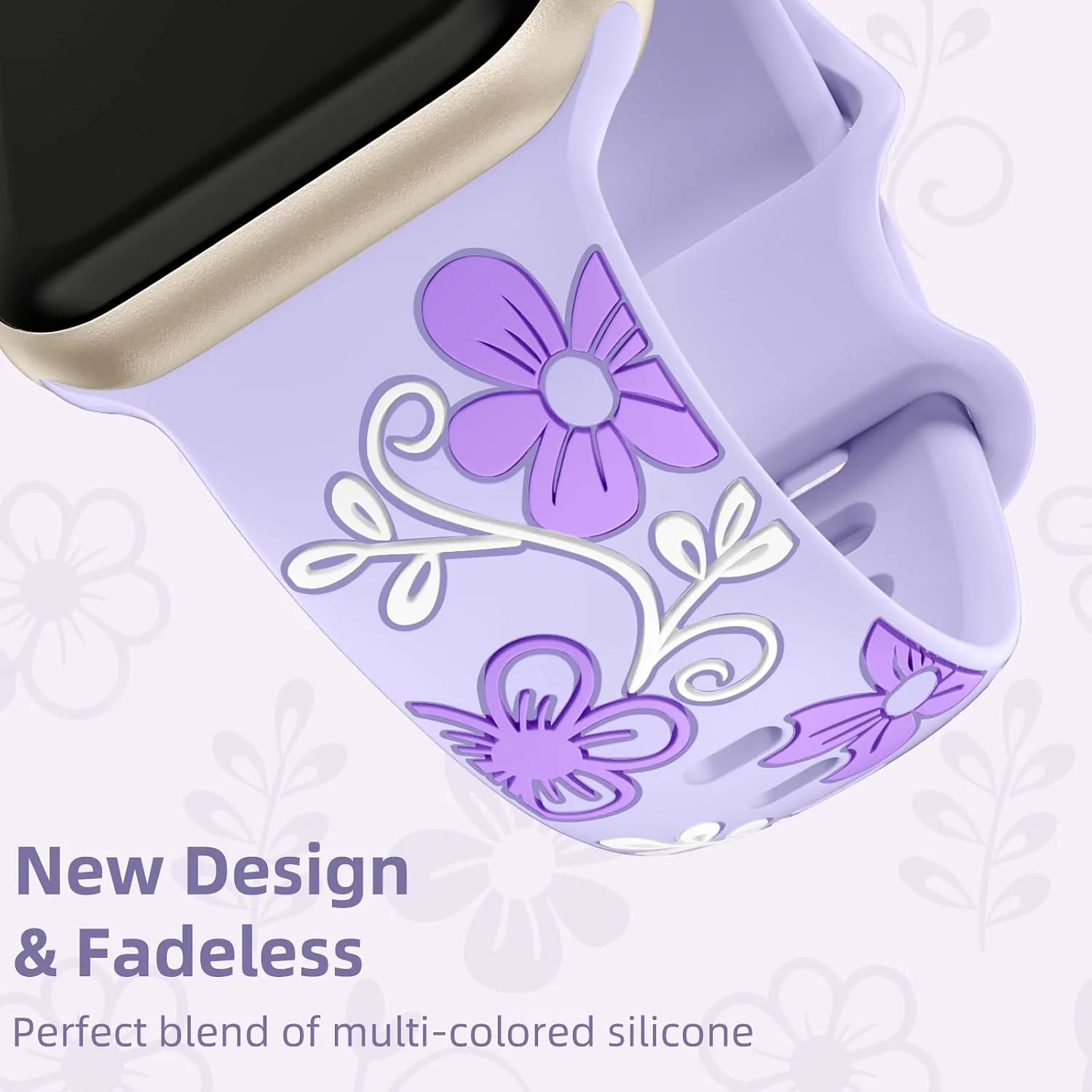 Witzon Floral Silicone Band Compatible with Apple Watch Bands For Women