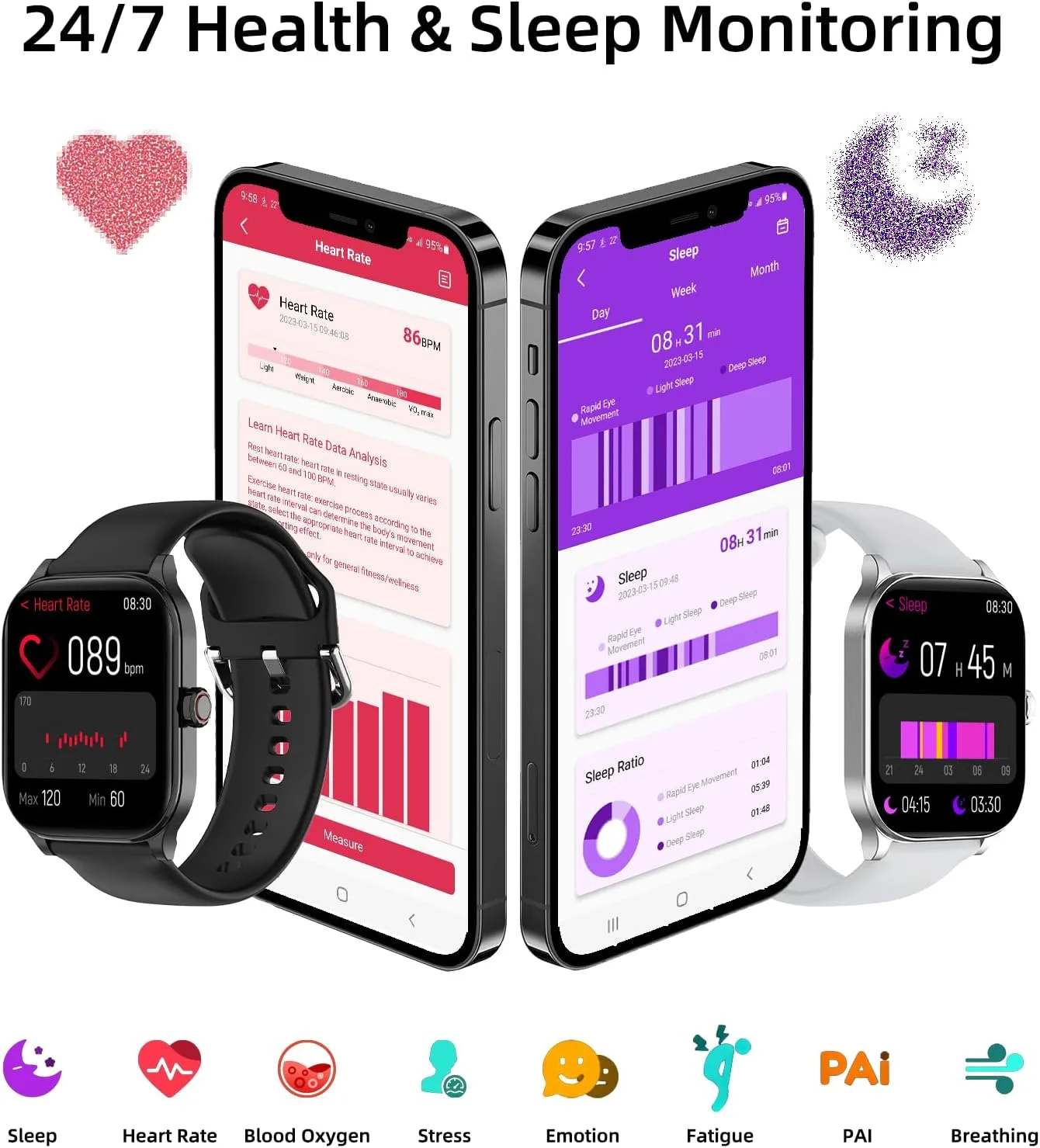 Smart Watch, GPS & Free Maps, 1.96" HD Screen, AI, Bluetooth Call & Text