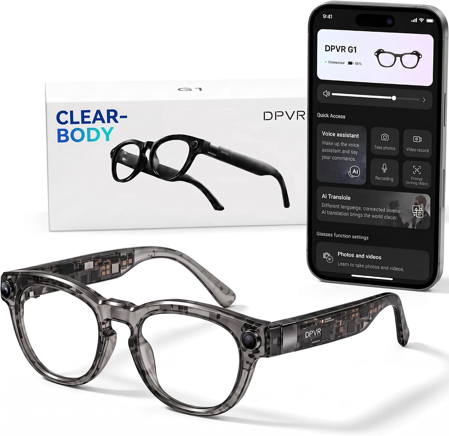 G1 AI Smart Glasses with Camera and bluetooth, 8MP Video Recording Glasses