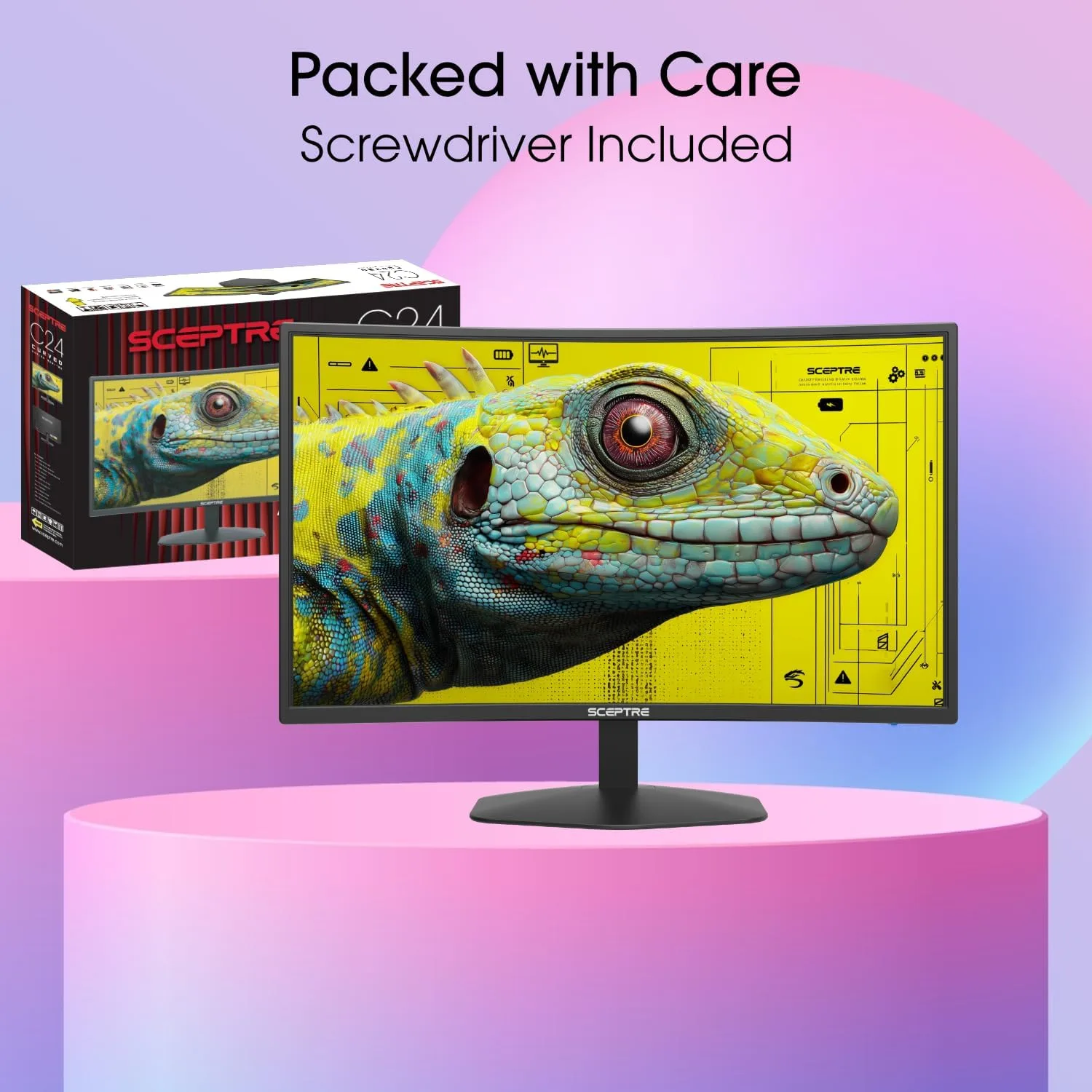 New! Sceptre Curved 24-inch Prime Gaming Monitor 1080p 1500R 1ms up to 180Hz DisplayPort x2 HDMI x2 Build-in Speakers, Machine Black 2027 (C248B-FW180T Series)