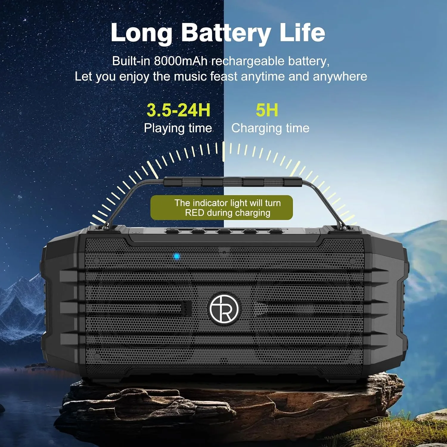 TOMPROAD Bluetooth Speaker 120W Peak 80W Portable Wireless Hi-Fi Loud Outdoor IPX6 Waterproof Big Party Speakers with Deep Bass, TWS Pairing, DSP Sound Boombox for Home Camping Beach