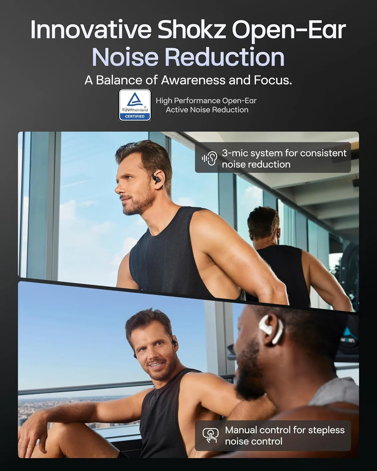 SHOKZ OpenFit Pro Open-Ear Earbuds with Noise Reduction, Dolby Atmos, White