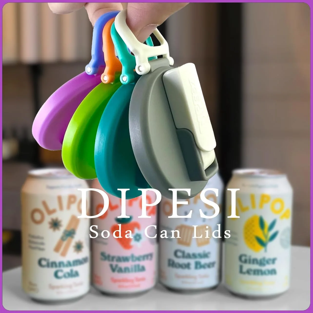 ORIGINAL CREATOR - DIPESI 6 pack 6 color Soda Can Lids with Straws, Reusable Silicone Straws Soda ​Can Covers, BPA-Free,Airtight Seal, Easy to Use, Prevents Spills, Fits Standard Cans.