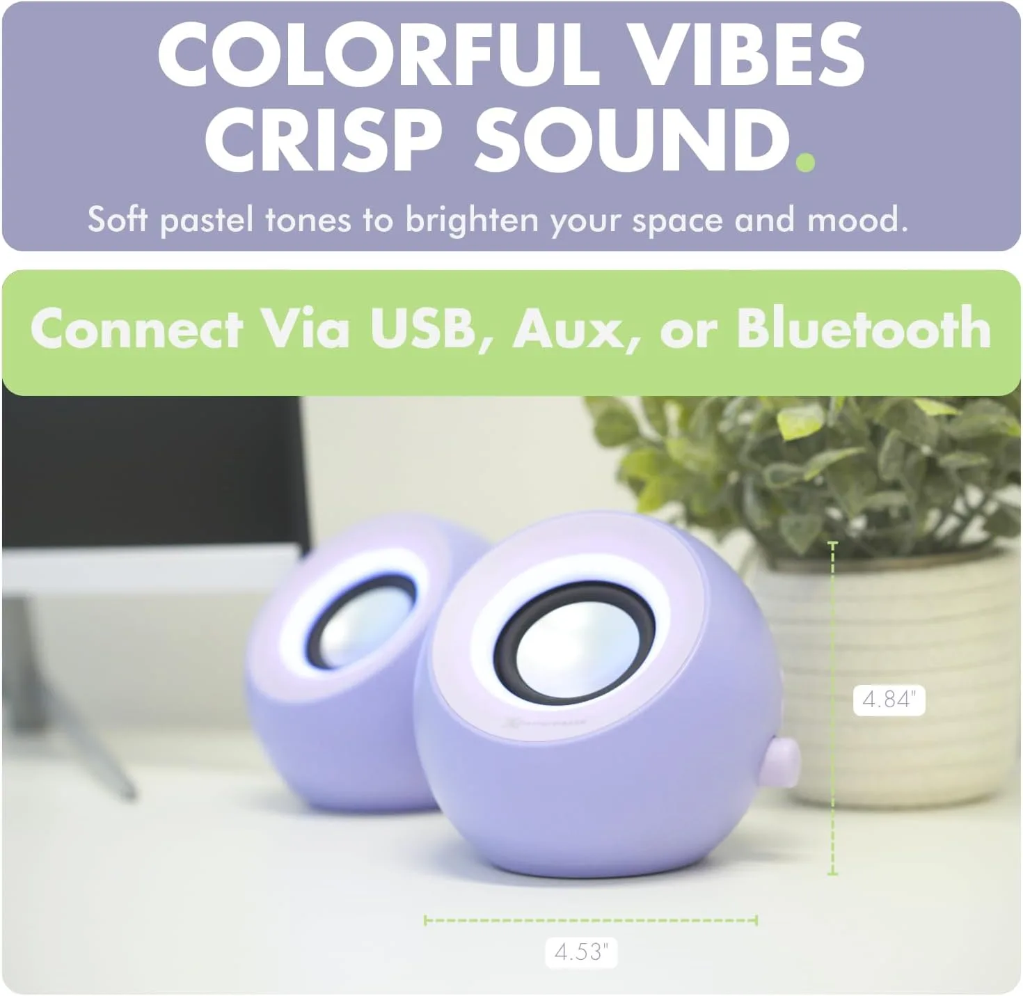 X9 Performance Purple Computer Speakers for Desktop PC with RGB Lighting, Bluetooth, USB, and AUX - Triple Mode Connection, Dual 2.25" Drivers for Work and Play - Bluetooth PC Speakers - Purple