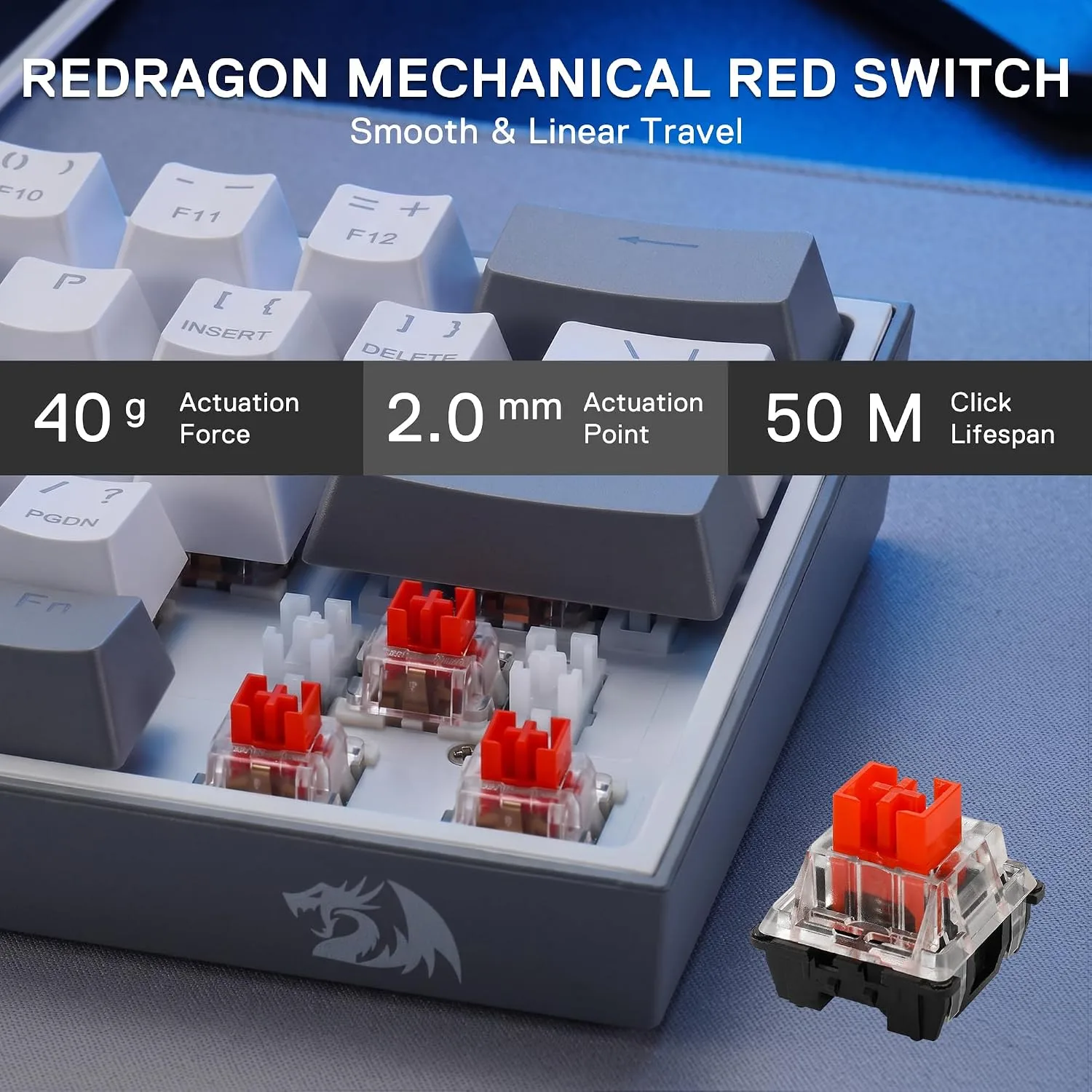 Redragon CB201 Gaming Keyboard & Mouse Combo, 61 Keys K617 Wired RGB Gaming Keyboard and 8000 DPI Wired M612 Gaming Mouse Bundle, White