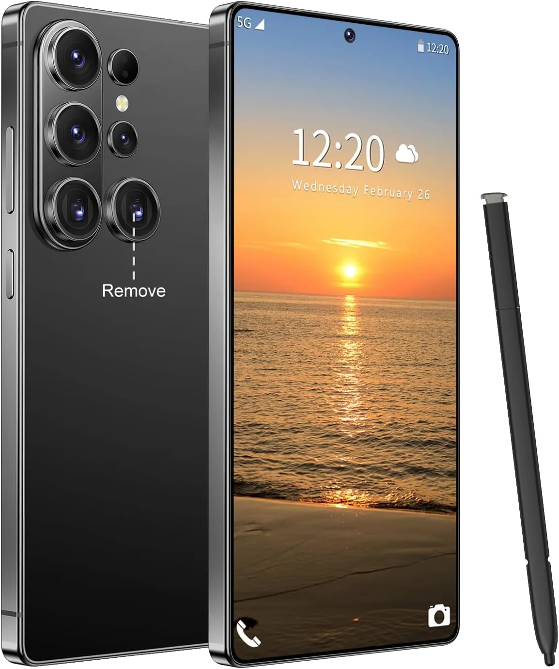 Huness 26 Ultra Unlocked Cell Phone,Built in Pen,16+1TB Unlocked Phone, Android 15 Battery 7000mAh 6.99" HD Screen Smartphone, 5G/Face ID/Fingerprint Lock/Dual SIM/GPS (Black, 16+1TB)