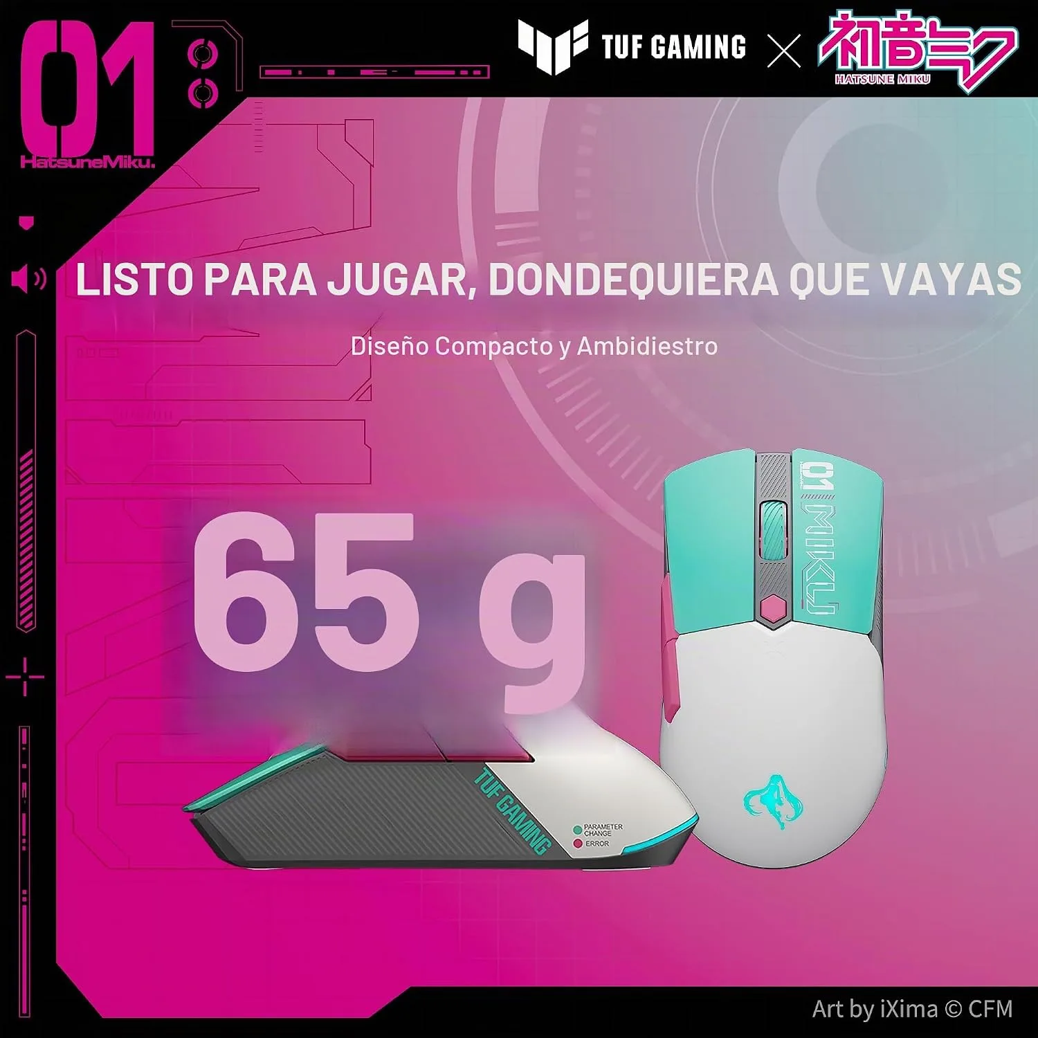 ASUS TUF Gaming Hatsune Miku Edition Mini Wireless Mouse – Right-Handed