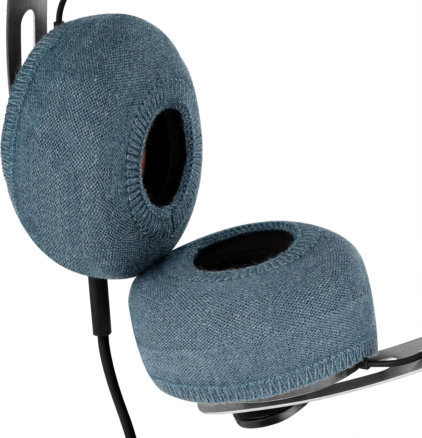 Geekria 2 Pairs Knit Headphones Ear Covers - Product Safety Certified - Washable & Stretchable Sanitary Earcup Protectors for On-Ear Headsets, Sweat Pads for Gym, Meeting (Size S/Blue)