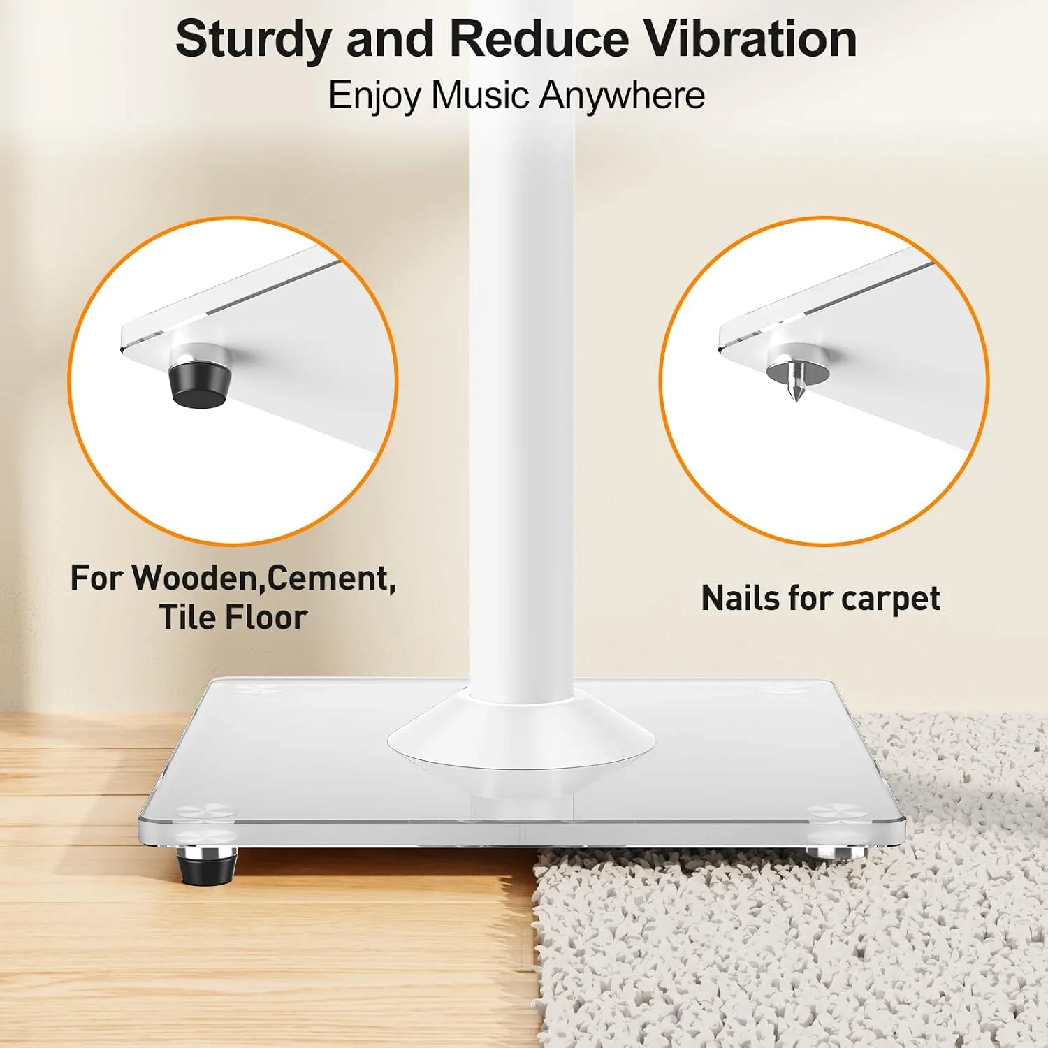 Speaker Stands Pair, 28"-37.4" Height Adjustable, Max 22 lbs, Glass Base