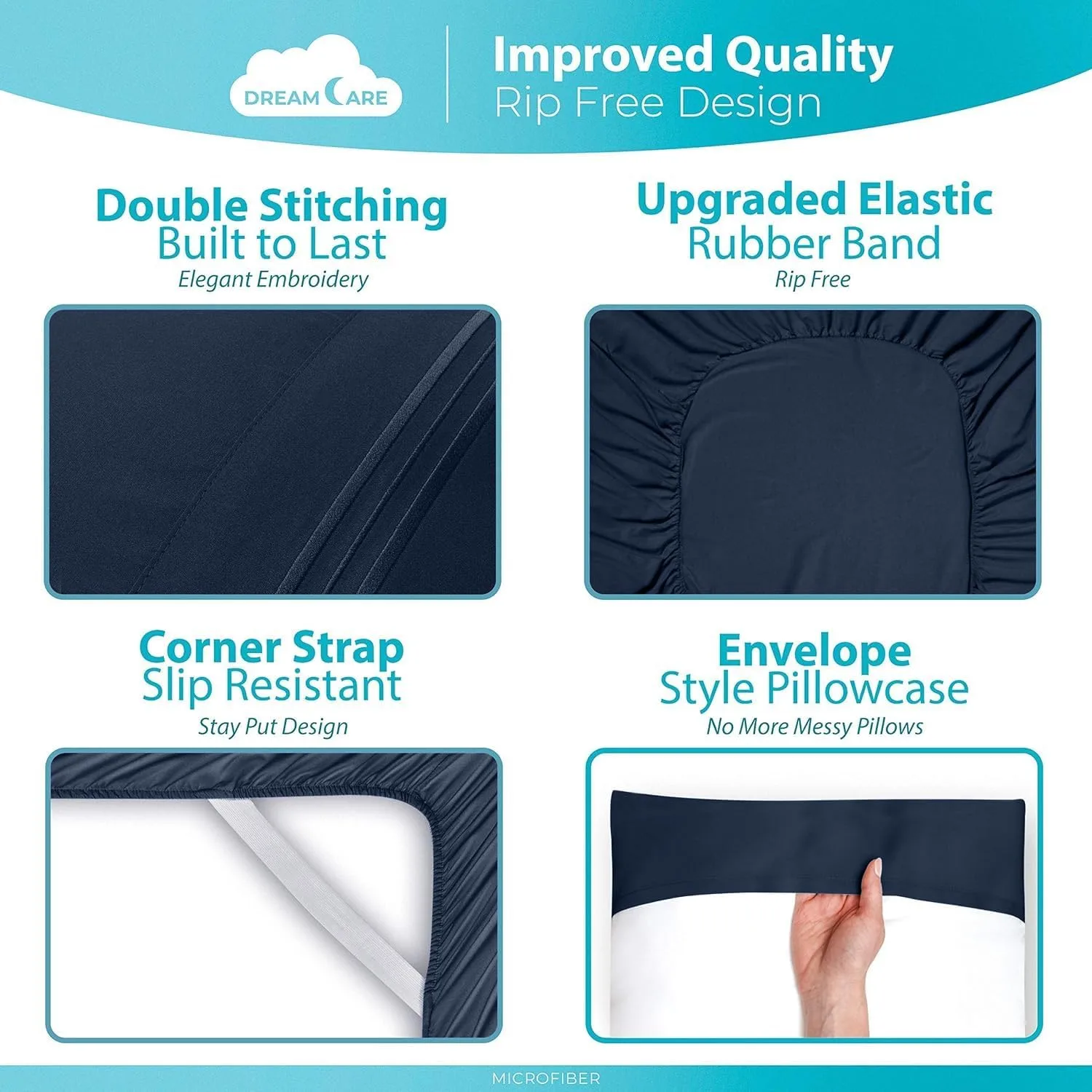 DREAMCARE King Size Sheets Set - 6 pcs Breathable Cooling Sheets King Size