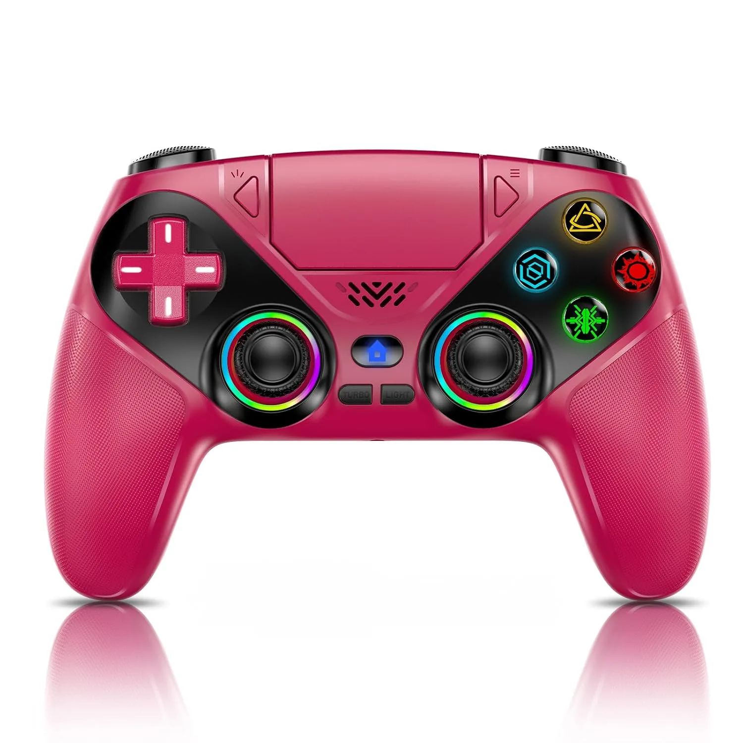 Gamrombo LED Wireless Controller for PS5, Compatible with PS5 Pro/Slim/PC, Dual Vibration, Macro/Turbo Function, 3.5mm Audio Jack, 6-Axis Motion Control Gamepad with Speaker(Maroon)