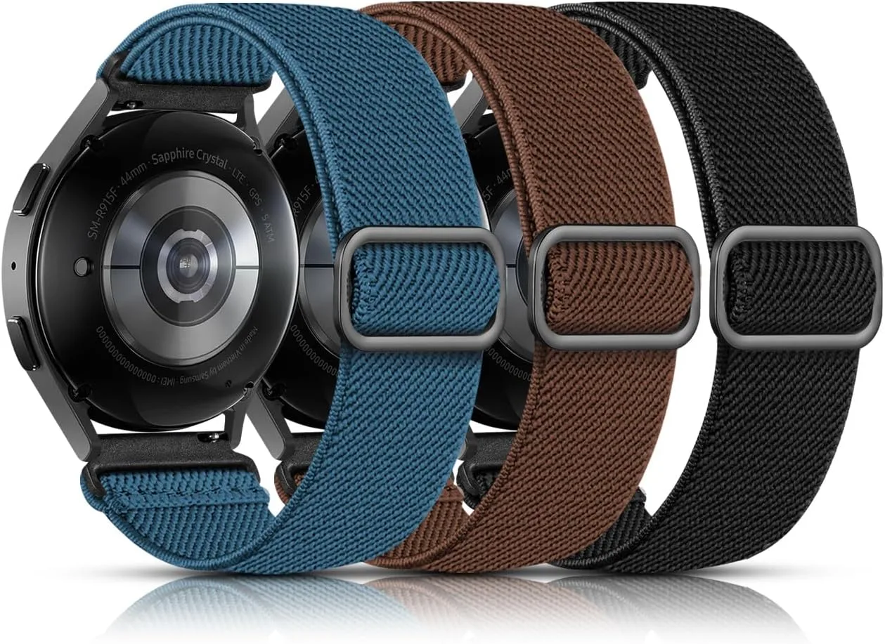 Lerobo Elastic Bands Compatible with Samsung Galaxy Watch 7 6 5 4 40mm 44mm/for Galaxy Watch 6 Classic Band 43mm 47mm/Watch 4 Classic Band 42mm 46mm/5 Pro/Active 2,3 Pack Adjustable Nylon Sport Band