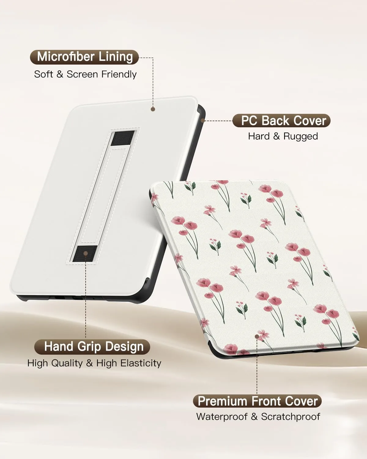 MoKo Case for 7" Kindle Paperwhite 12th Gen 2024, Pink Little Flowers
