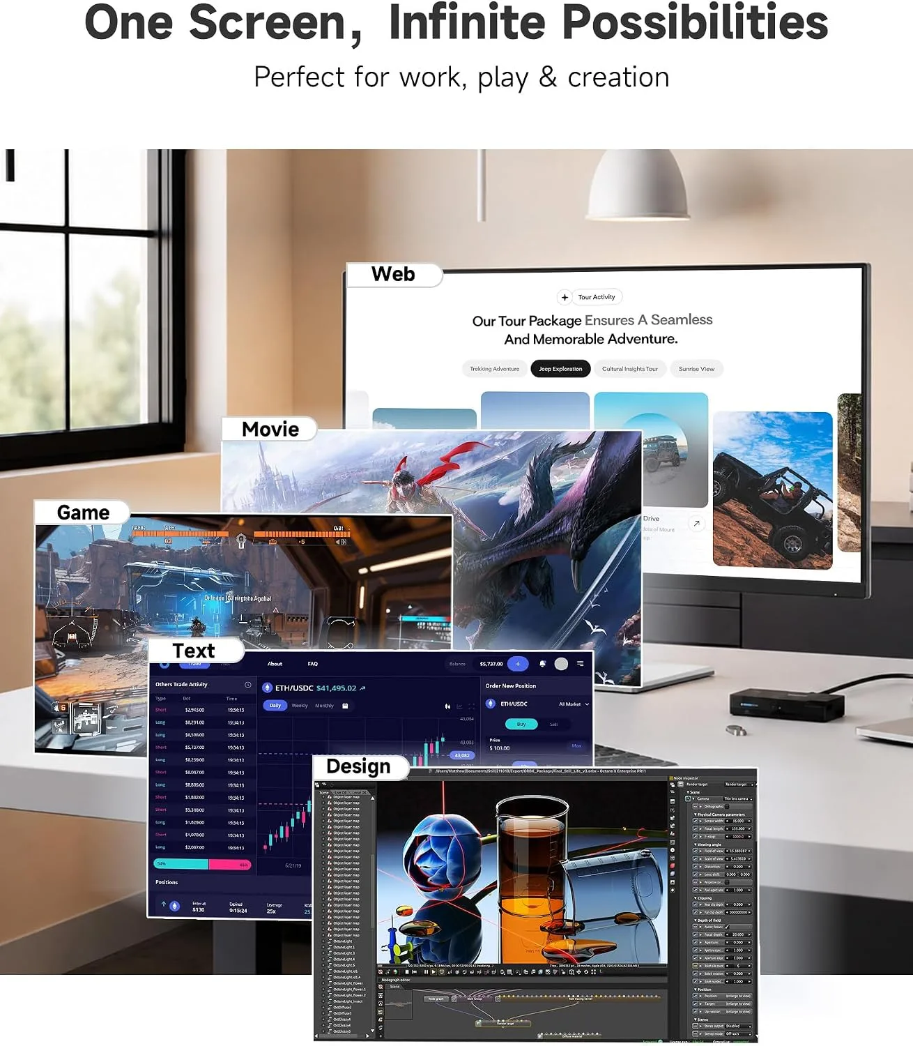 KTC 32 Inch 4K UHD Monitor, 3840 x 2160 Computer Monitor 60Hz, 3000:1 Contrast, HDR, 125% sRGB, HDMI Dispaly Port, Tilt Height Swivel Adjustable Stand, Low Blue Light, Vesa Wall Mount, White, H32U6