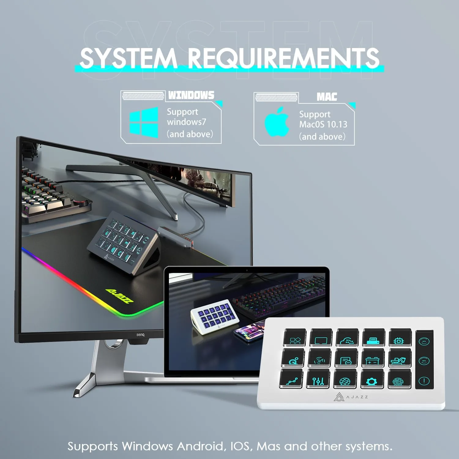 MANBASNAKE AKP153 Studio Deck, Stream Controller, 15 Macro Keys (White)
