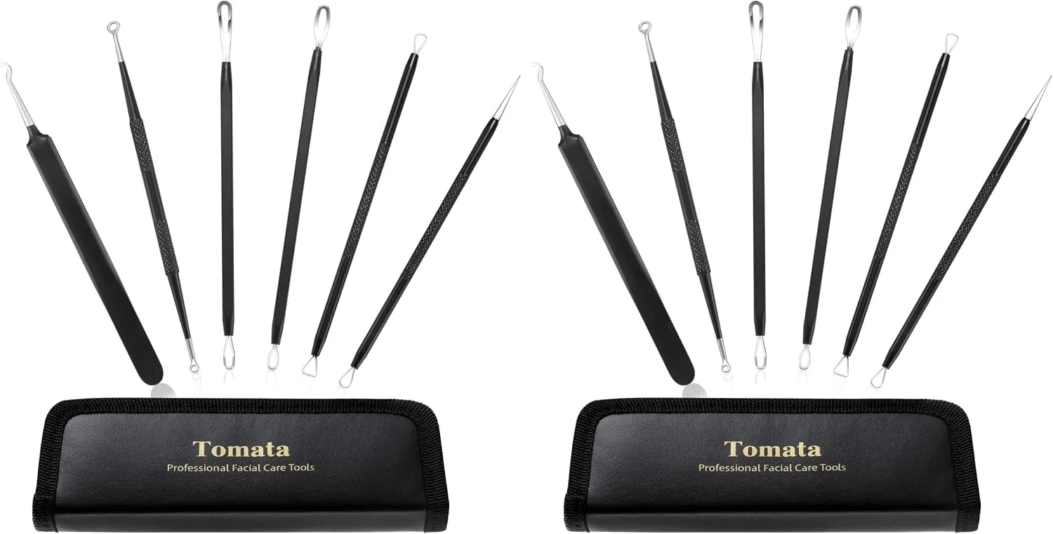Blackhead Remover Pimple Popper Tool Kit - (6 Piece Kit) - Professional Stainless Pimples Comedone Extractor Removal Tool (Pack of 2)
