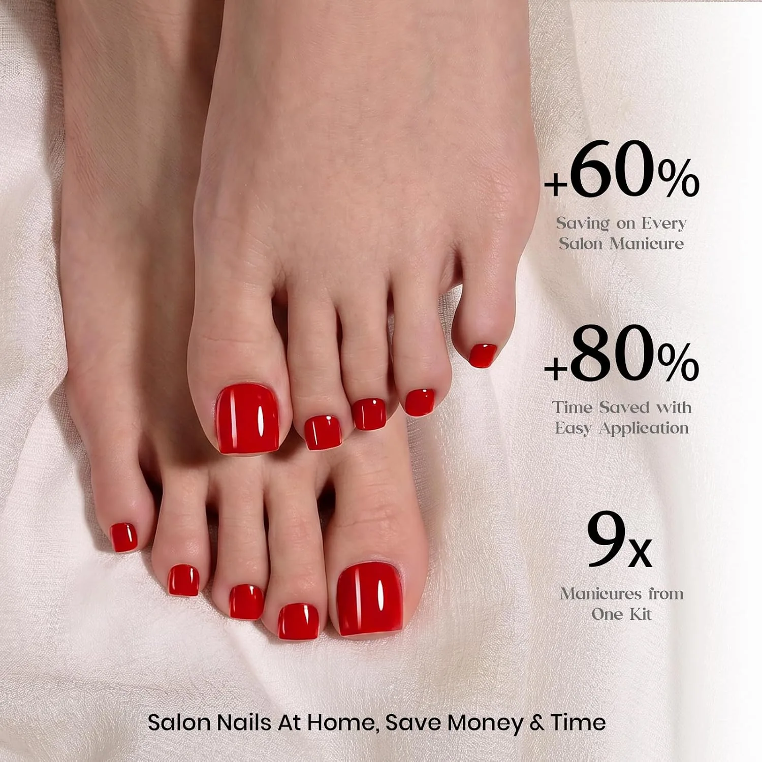 Beetles Red Press On Toenails - Cherry Rouge, Short Square 150 Pcs