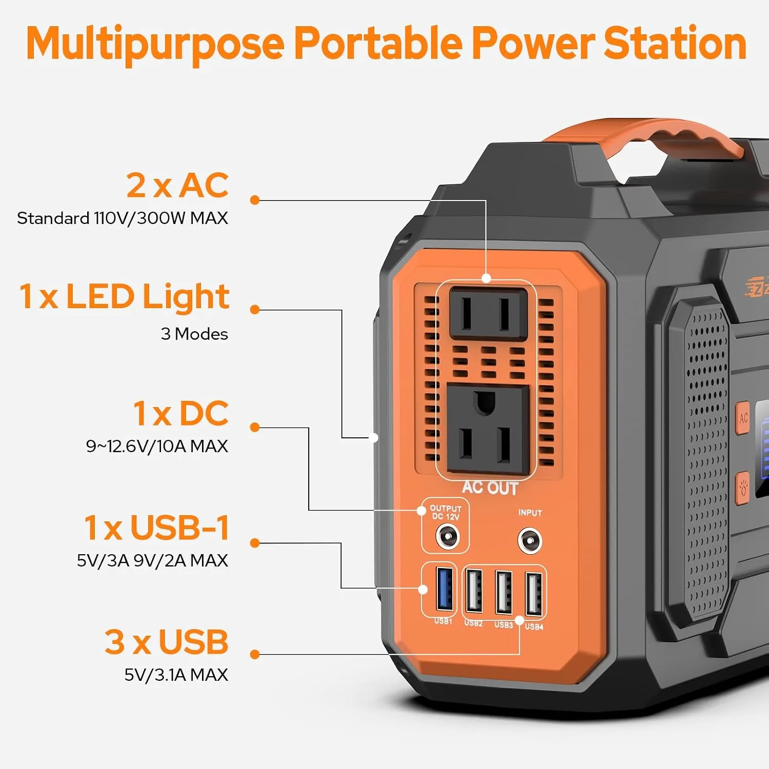 Portable Power Station 300W,110V Solar Generator 280Wh(without Solar Panel)