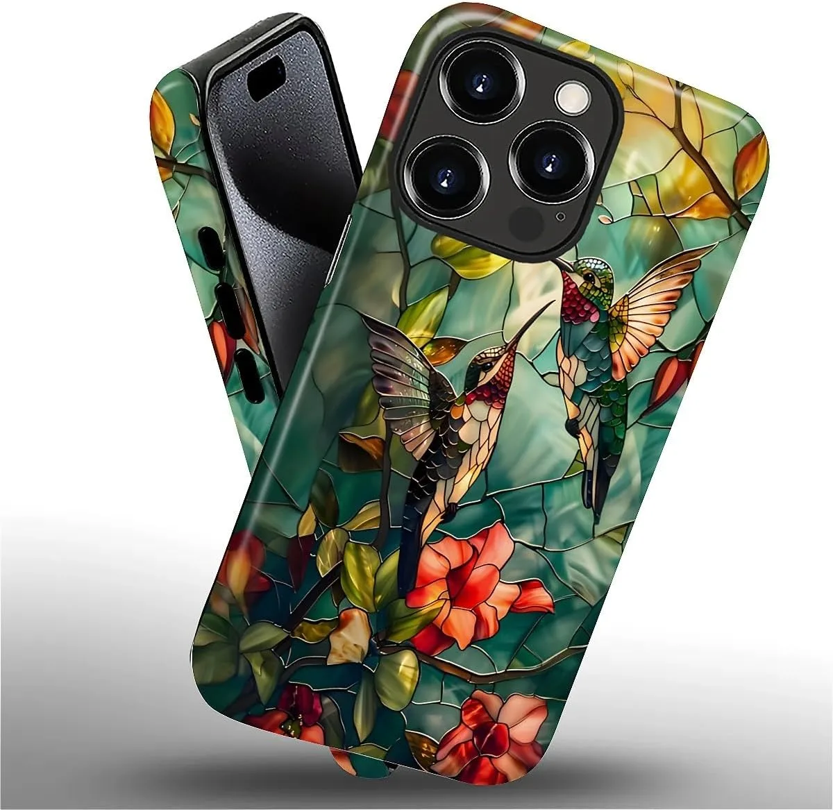 DAIZAG Case for iPhone 16 Pro Max,Mixed 2 Layer Design Shockproof Soft TPU Ddouble Protection Phone Case for iPhone 16 Pro Max-Gorgeous Hummingbird