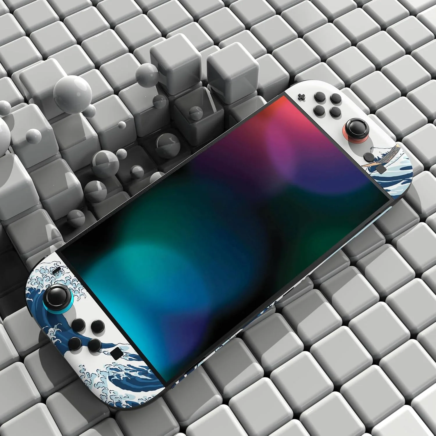 PlayVital for Nintendo Switch 2 Skin Full Set (2-Pack) - Protective Vinyl Decal Stickers for Switch 2 Console, Joycons, Handle Grips & Dock | No Residue, Anti-Scratch - The Great Wave Off Kanagawa