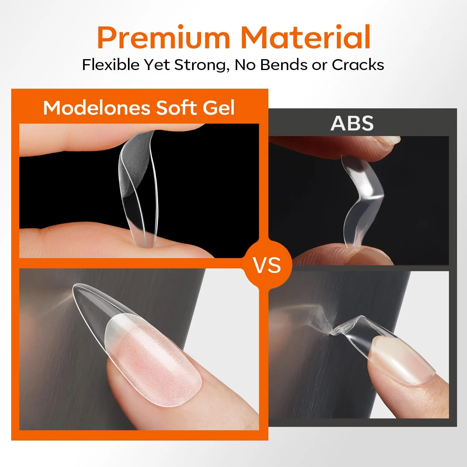 Modelones Medium Stiletto Nail Tips 360pcs Pre-etched Clear Soft Fake Nails