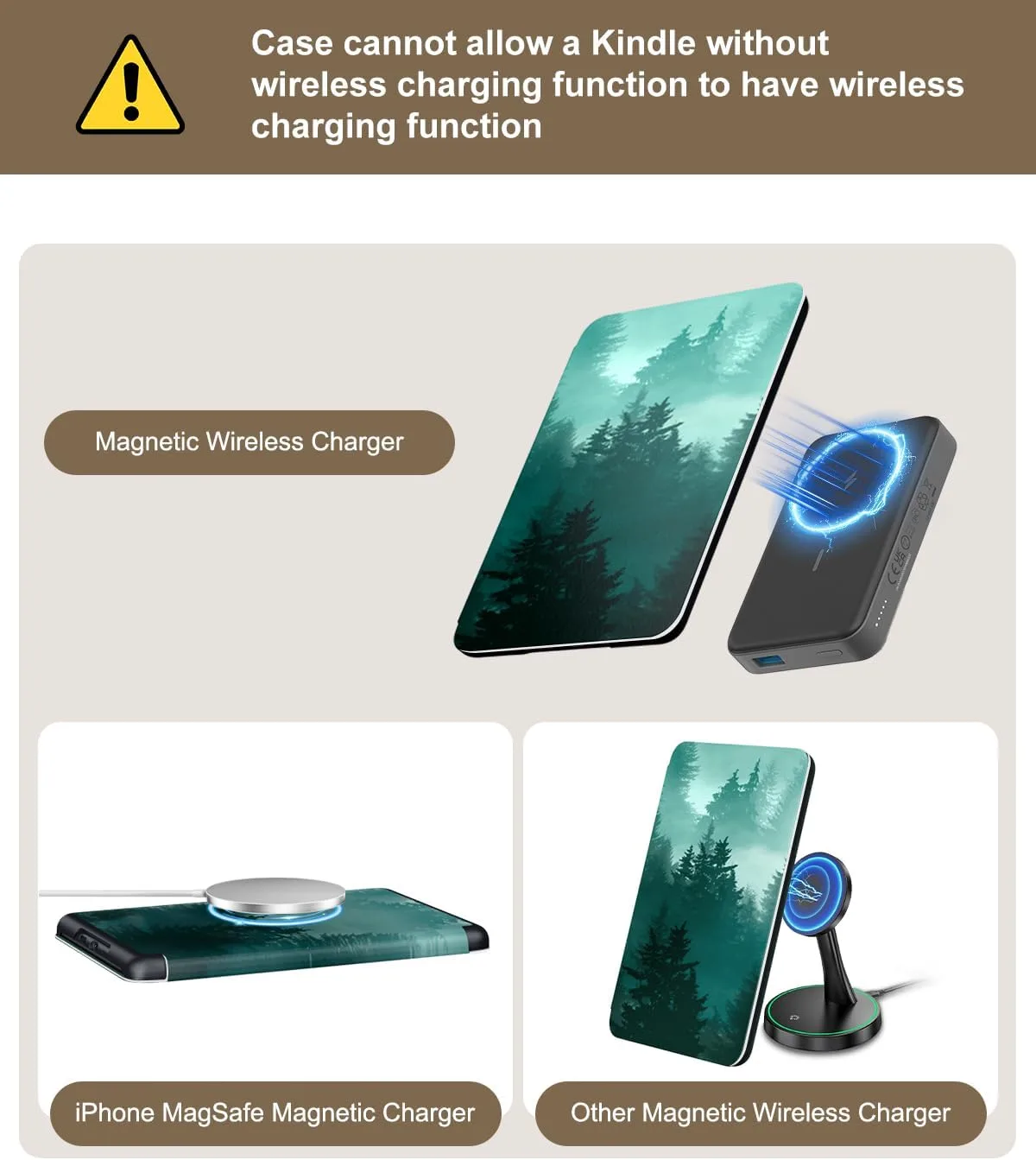 Moko Magnetic Case for 7" Kindle Paperwhite 12th/Colorsoft, Green Forest
