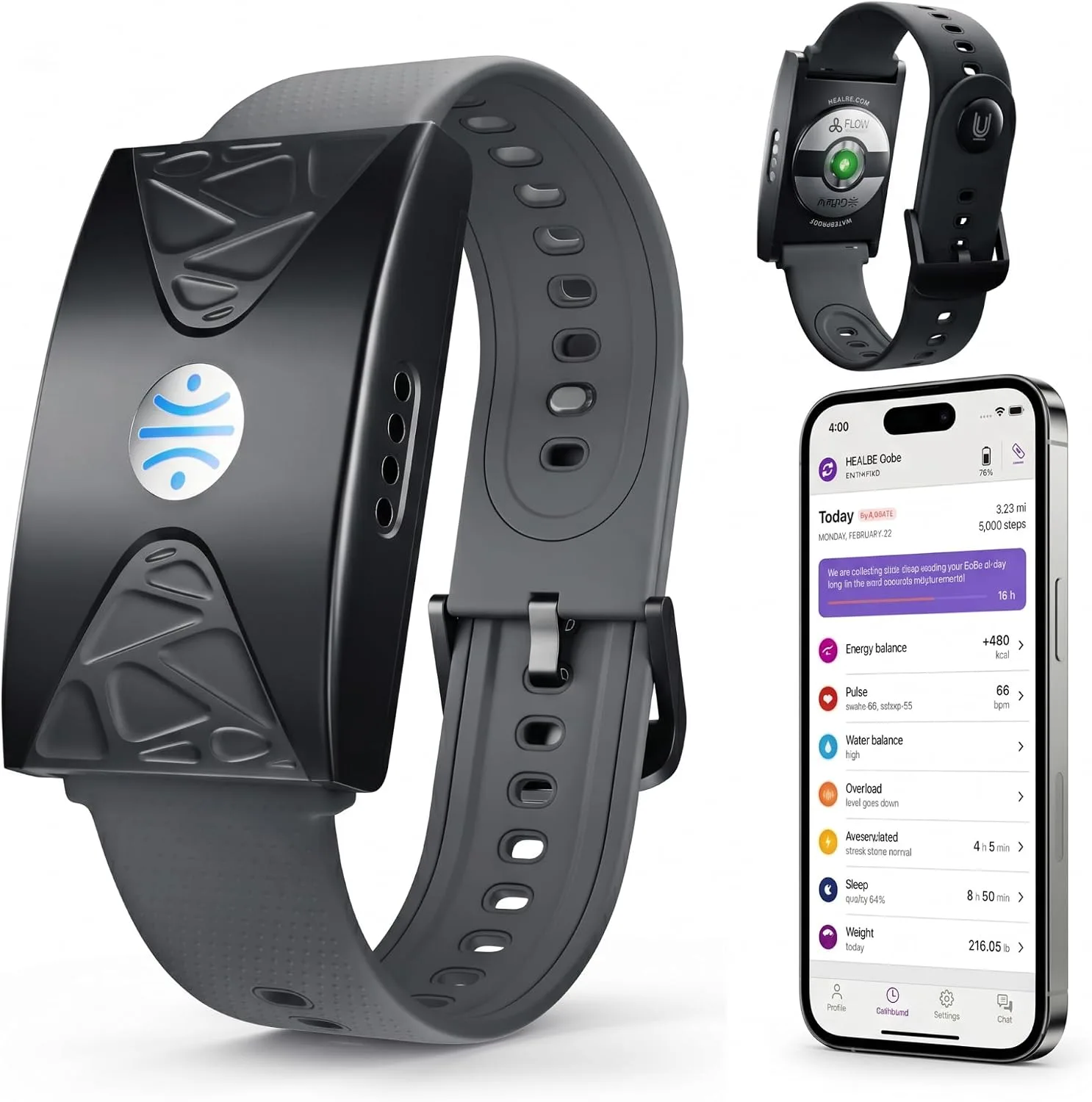 HEALBE Calorie Tracker, Automatic Calorie Intake Smart Band with App, Screen-Free Activity Tracker, Health Tracker, Sleep, Hydration, Stress, 24/7 Heart Rate, 5 ATM Waterproof